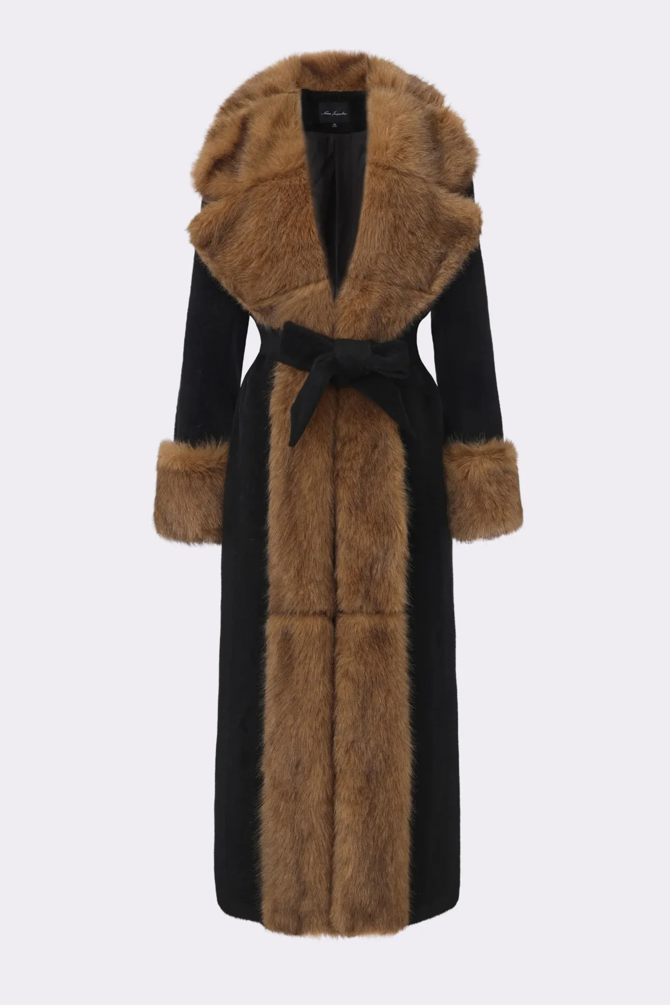 Adriana Faux Fur Coat (Black & Brown) - Image 10
