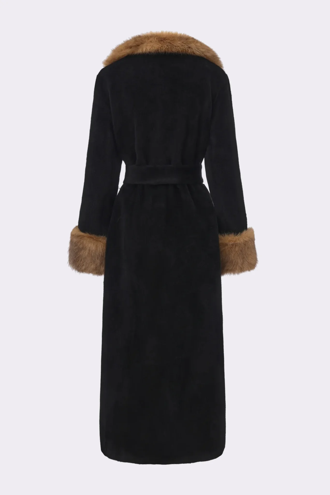 Adriana Faux Fur Coat (Black & Brown) - Image 11