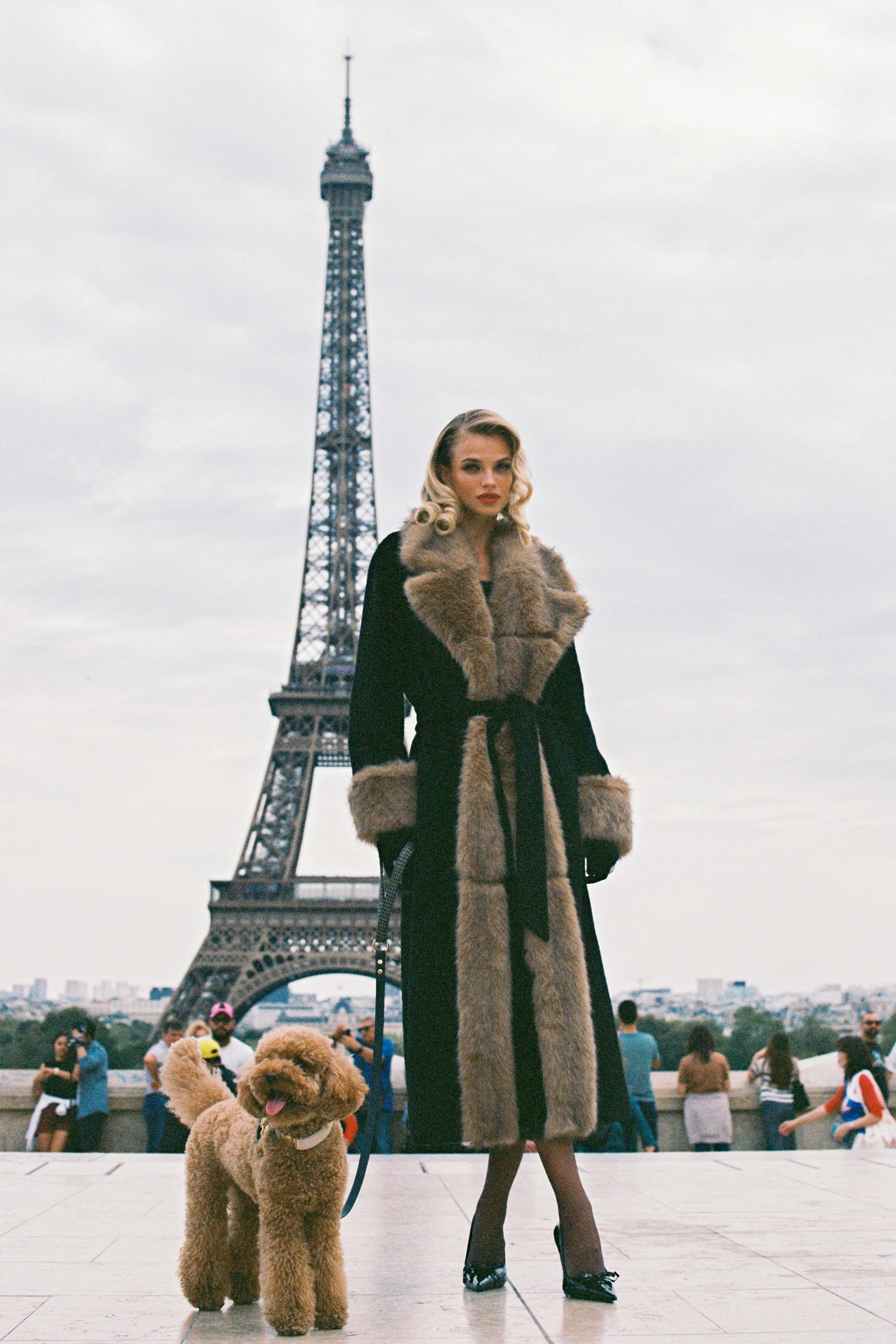 Adriana Faux Fur Coat (Black & Brown) - Image 2