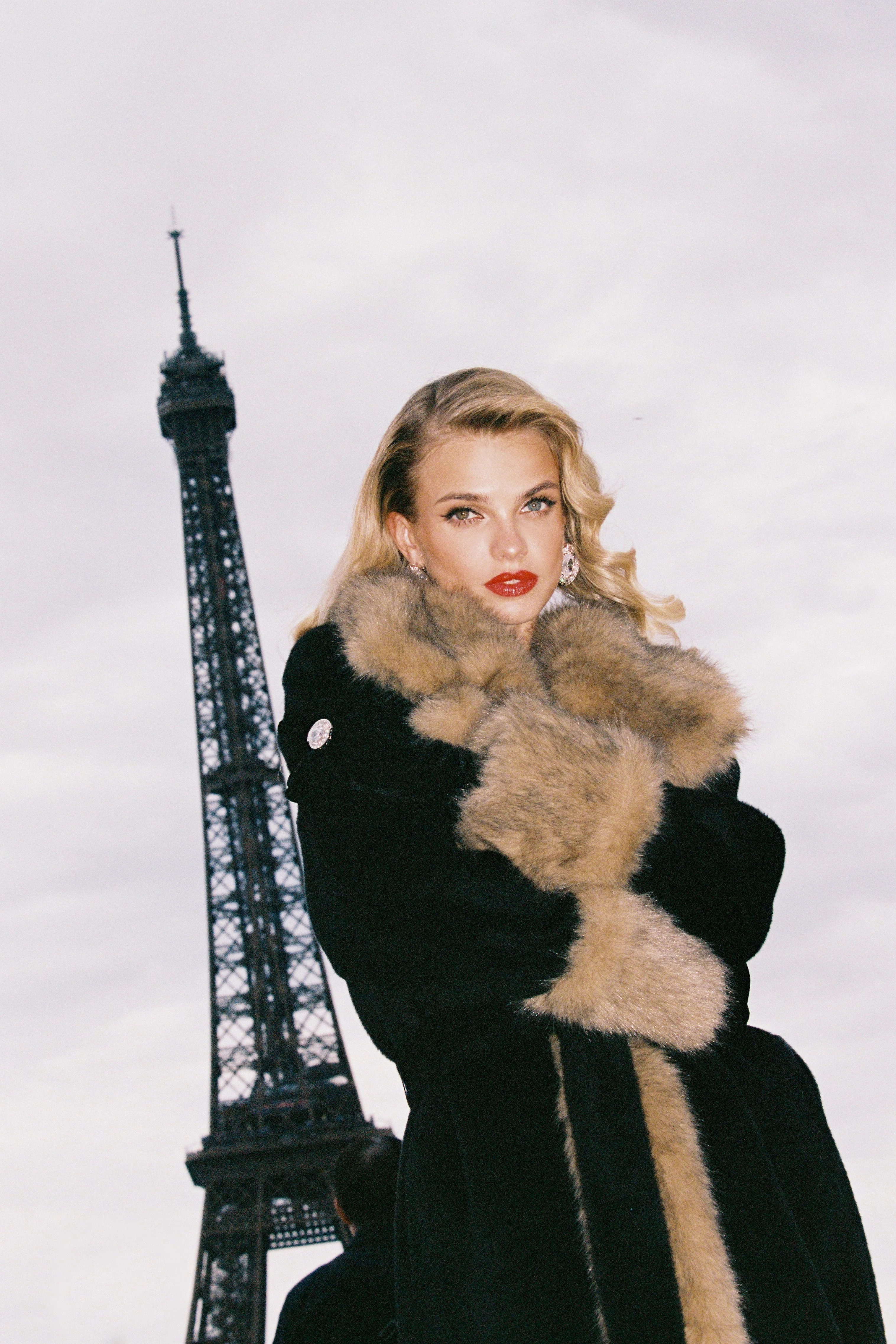 Adriana Faux Fur Coat (Black & Brown) - Image 4