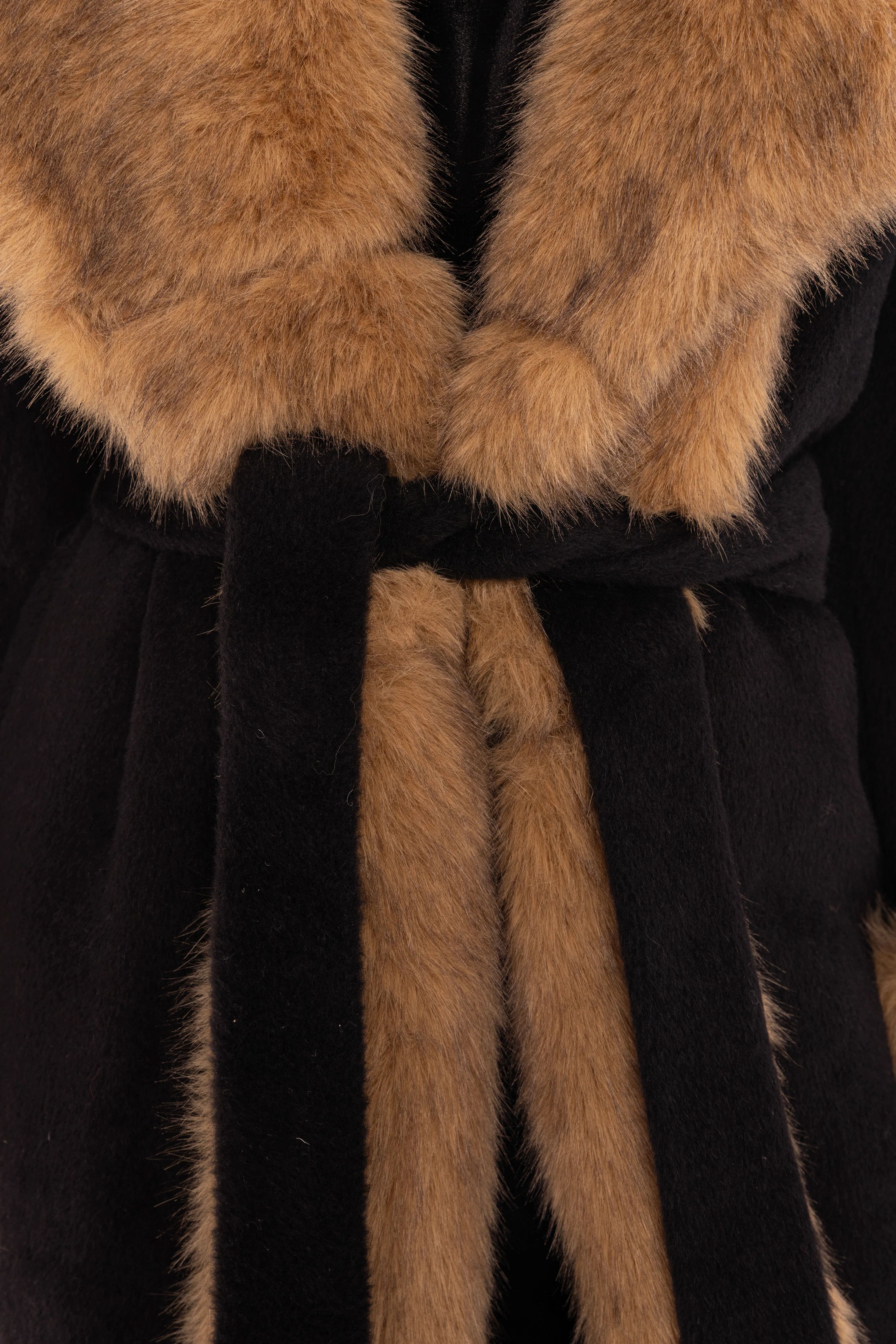 Adriana Faux Fur Coat (Black & Brown) - Image 9