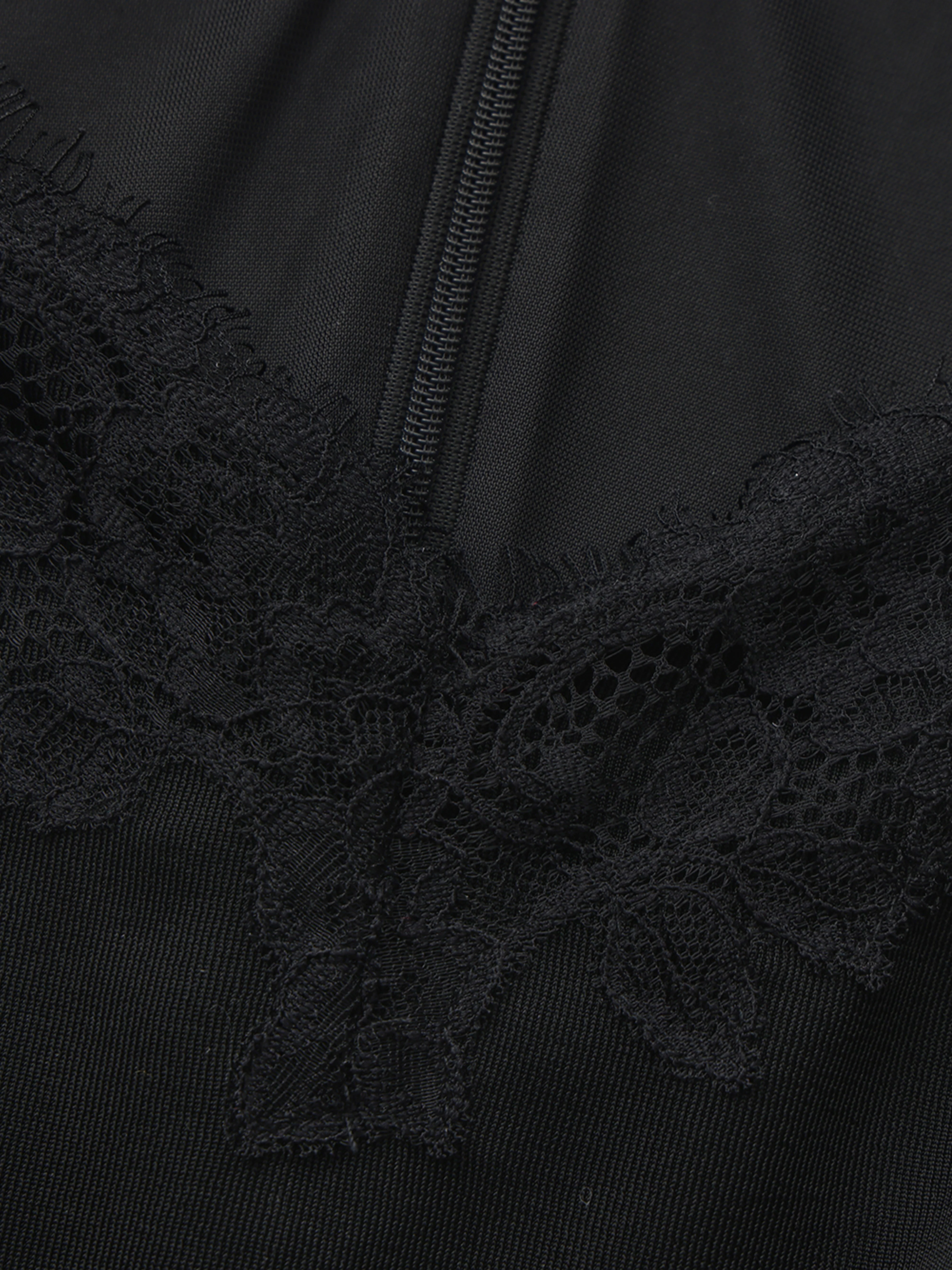 Adriana Lace High-Slit Black Acetate Dress - Image 5