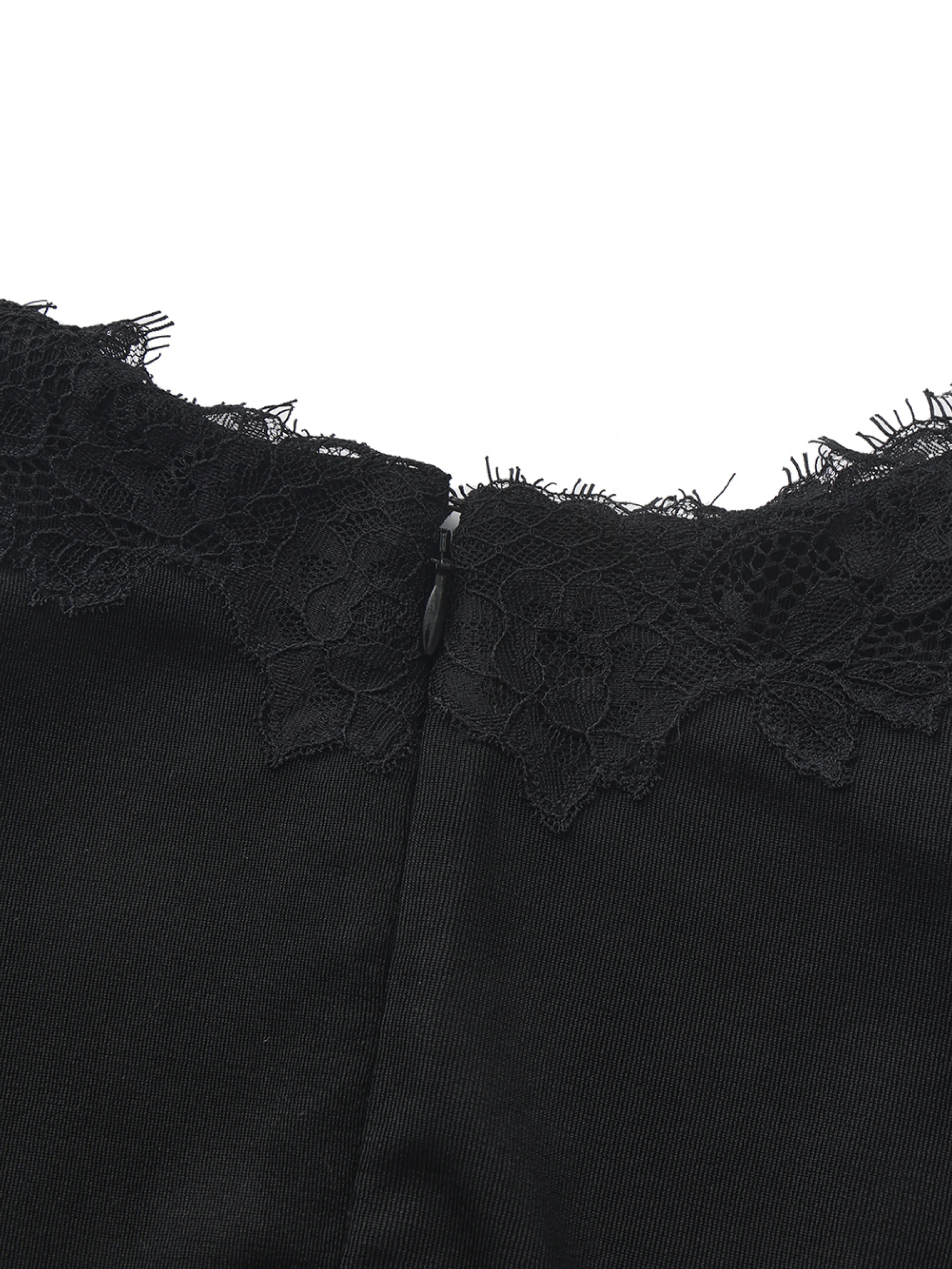 Adriana Lace High-Slit Black Acetate Dress - Image 6