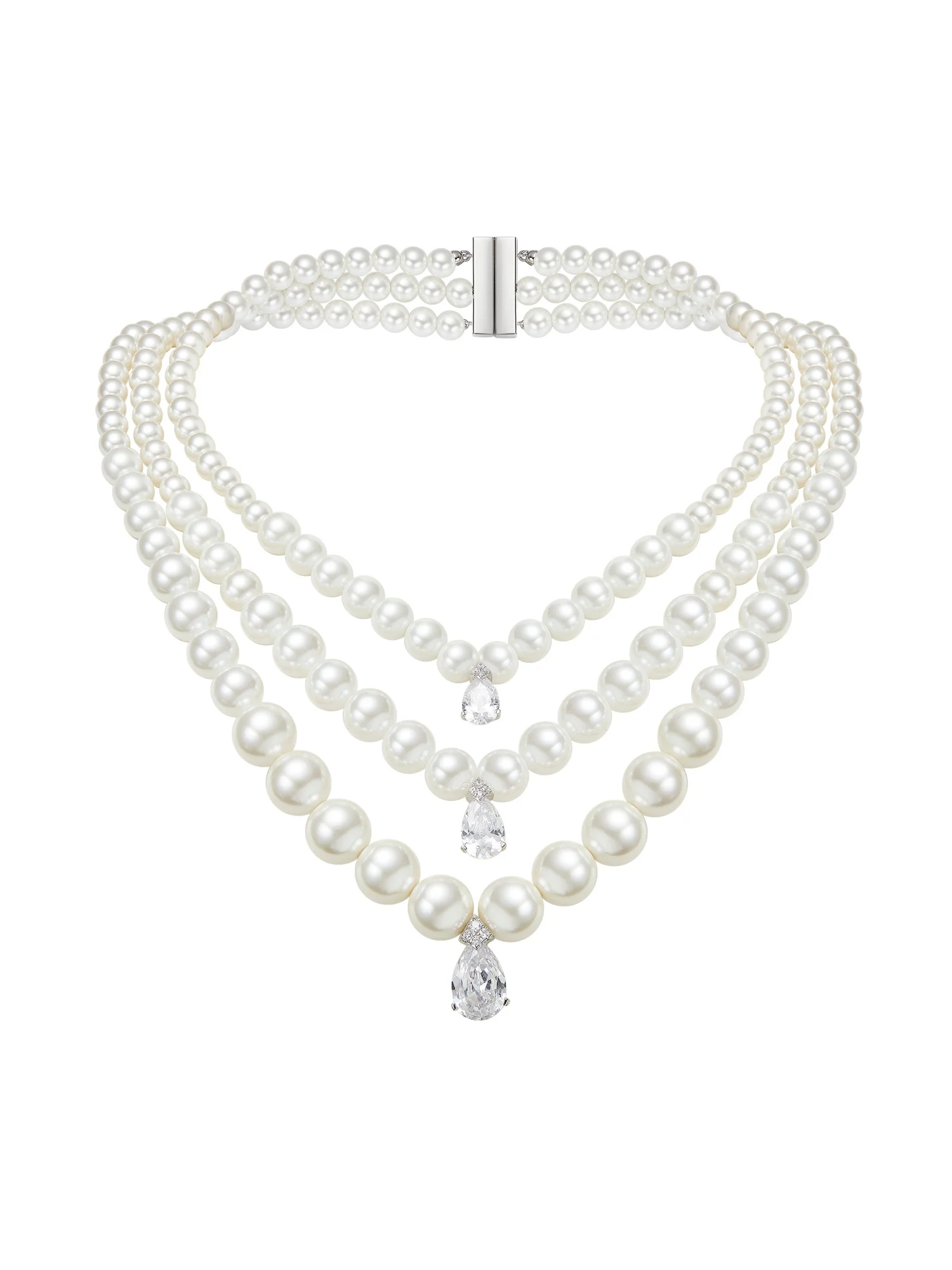 Adriana Layered Pearl Drop Necklace