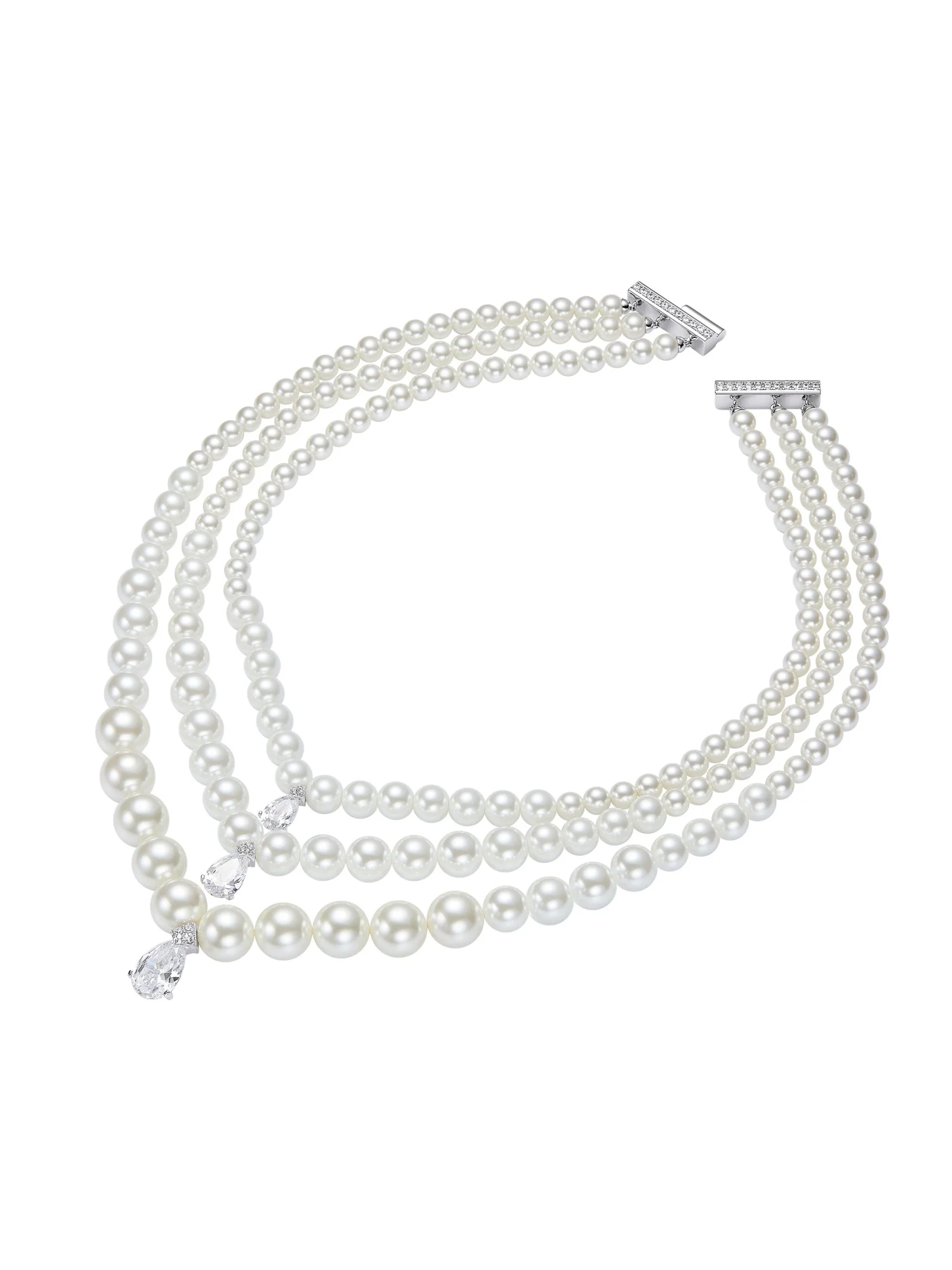 Adriana Layered Pearl Drop Necklace - Image 6