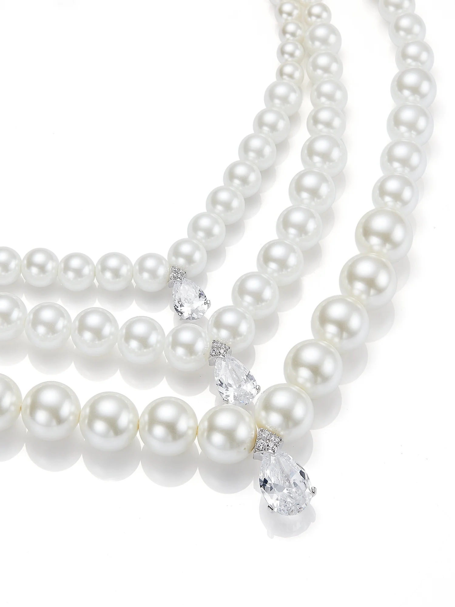 Adriana Layered Pearl Drop Necklace - Image 7