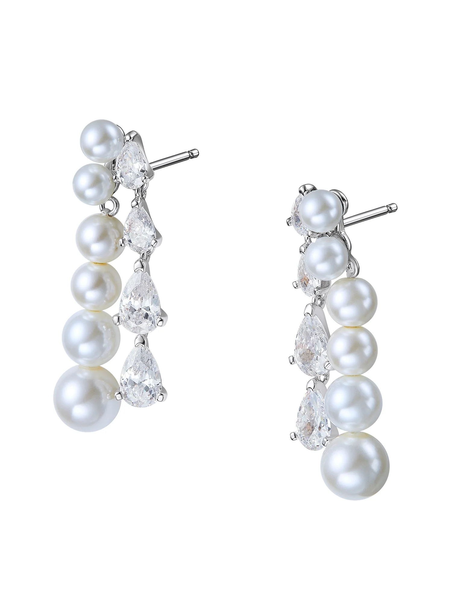 Adriana Pearl and Crystal Drop Earrings - Image 4