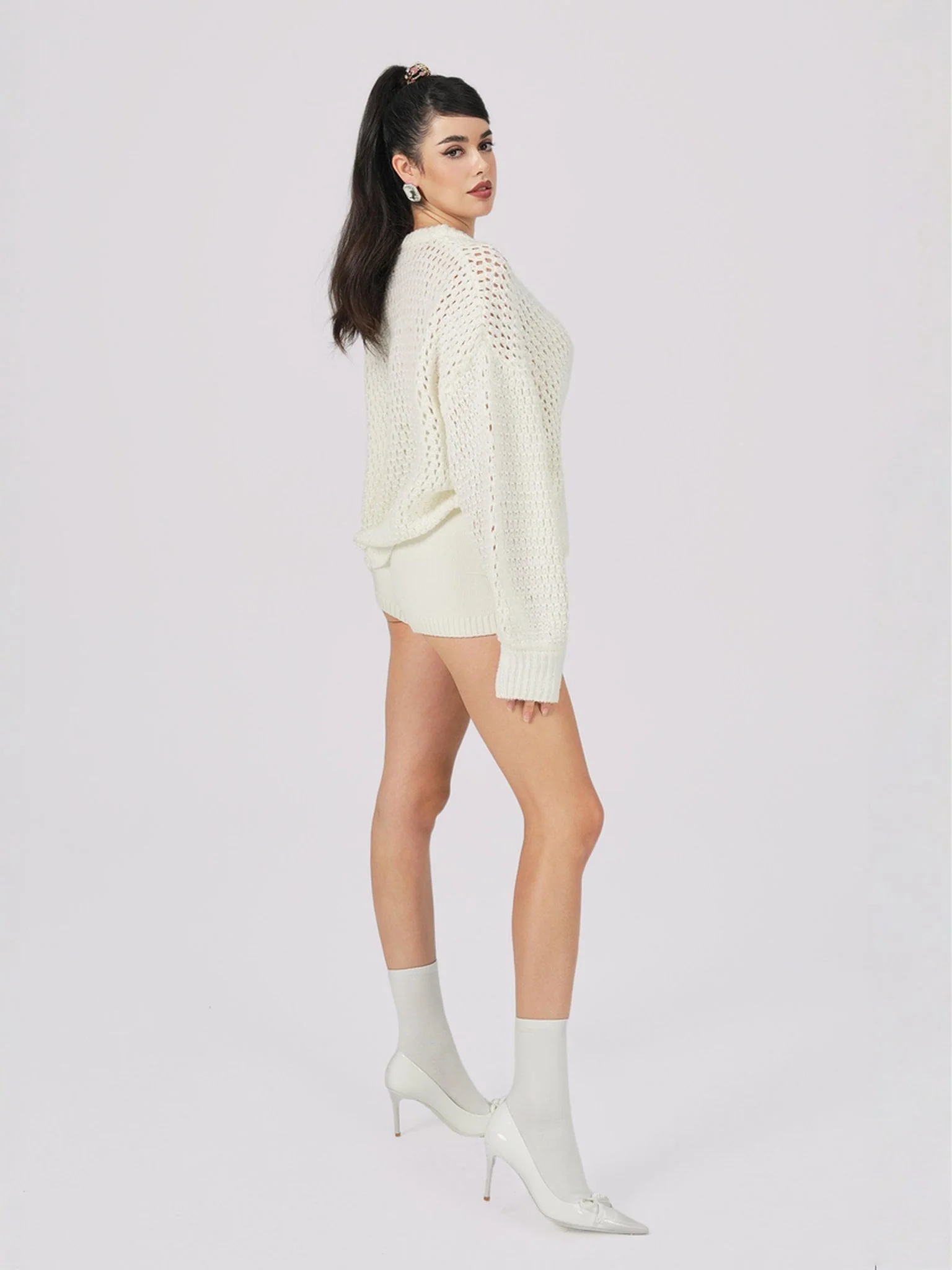 Alexis Cardigan + Scarf Set (White) (Final Sale) - Image 7