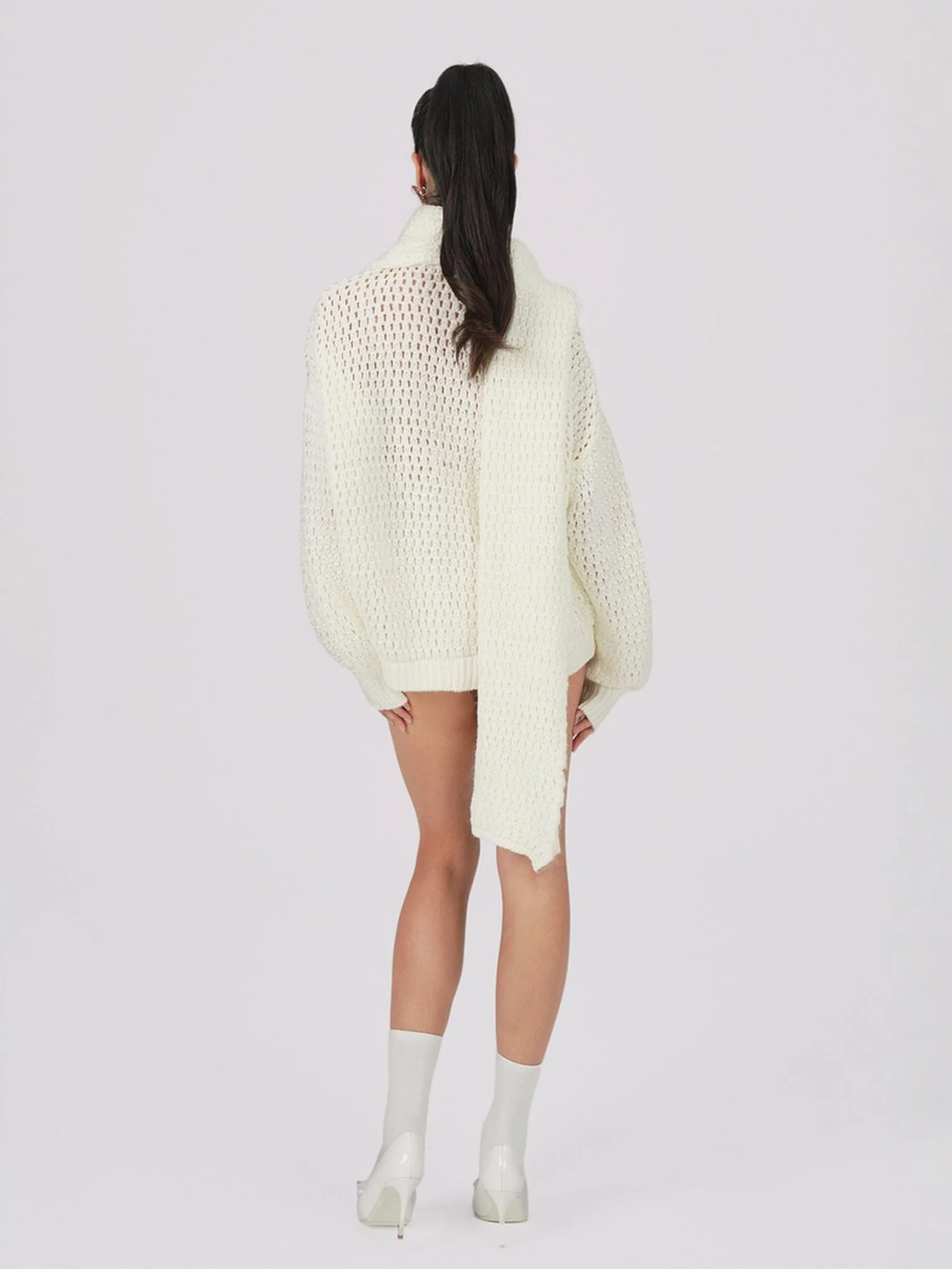 Alexis Cardigan + Scarf Set (White) (Final Sale) - Image 9