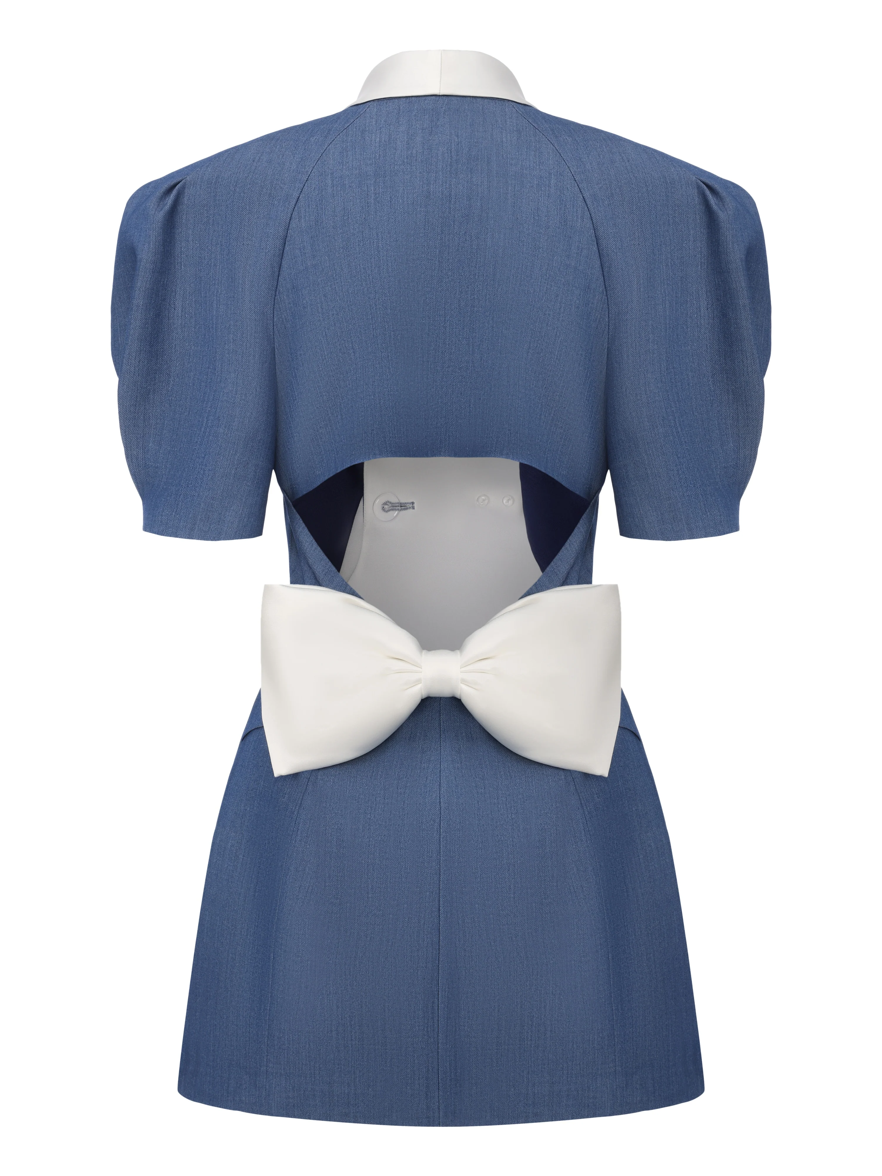 Alia Puff Sleeve Blue Dress - Image 11