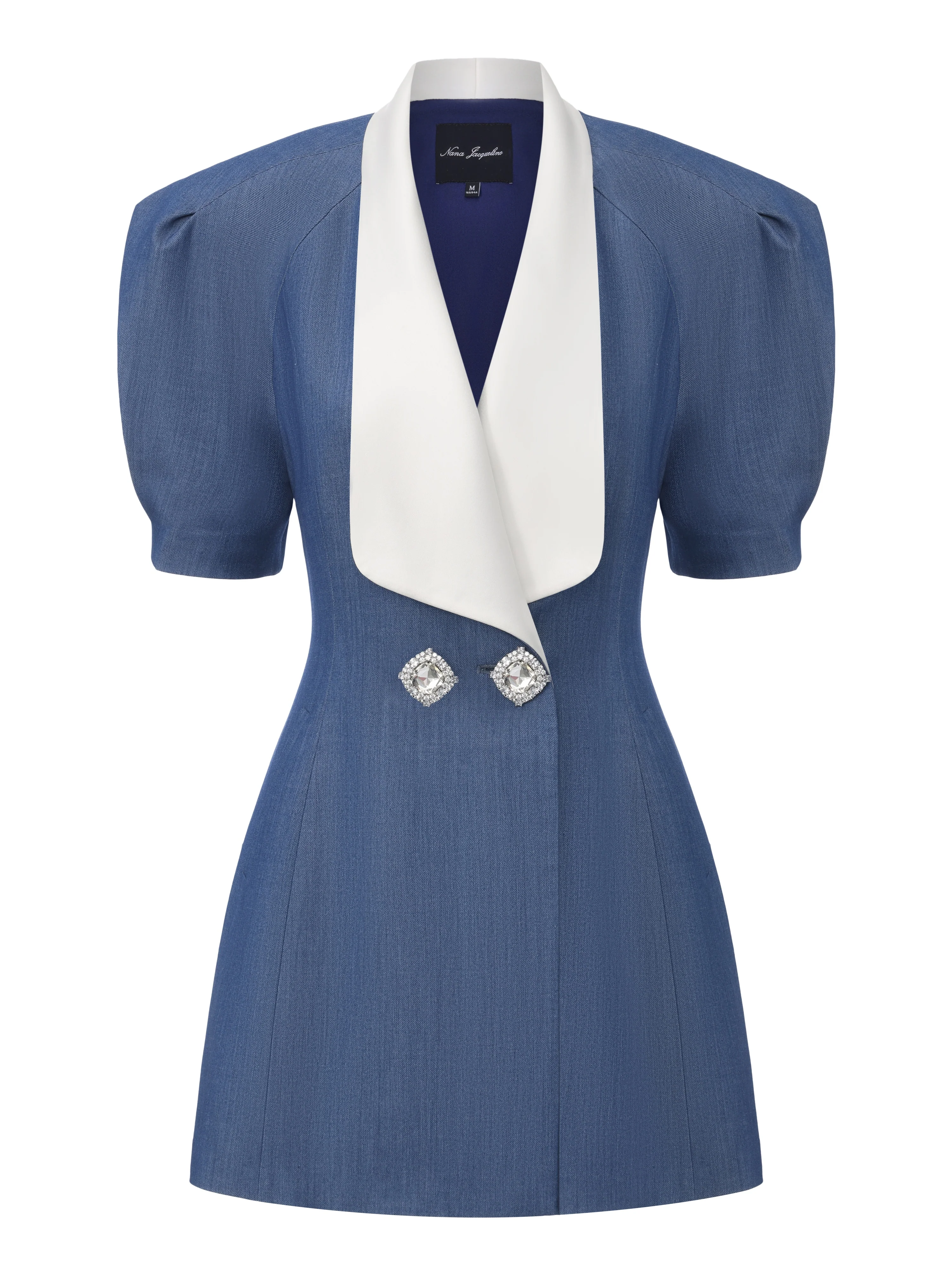 Alia Puff Sleeve Blue Dress - Image 9
