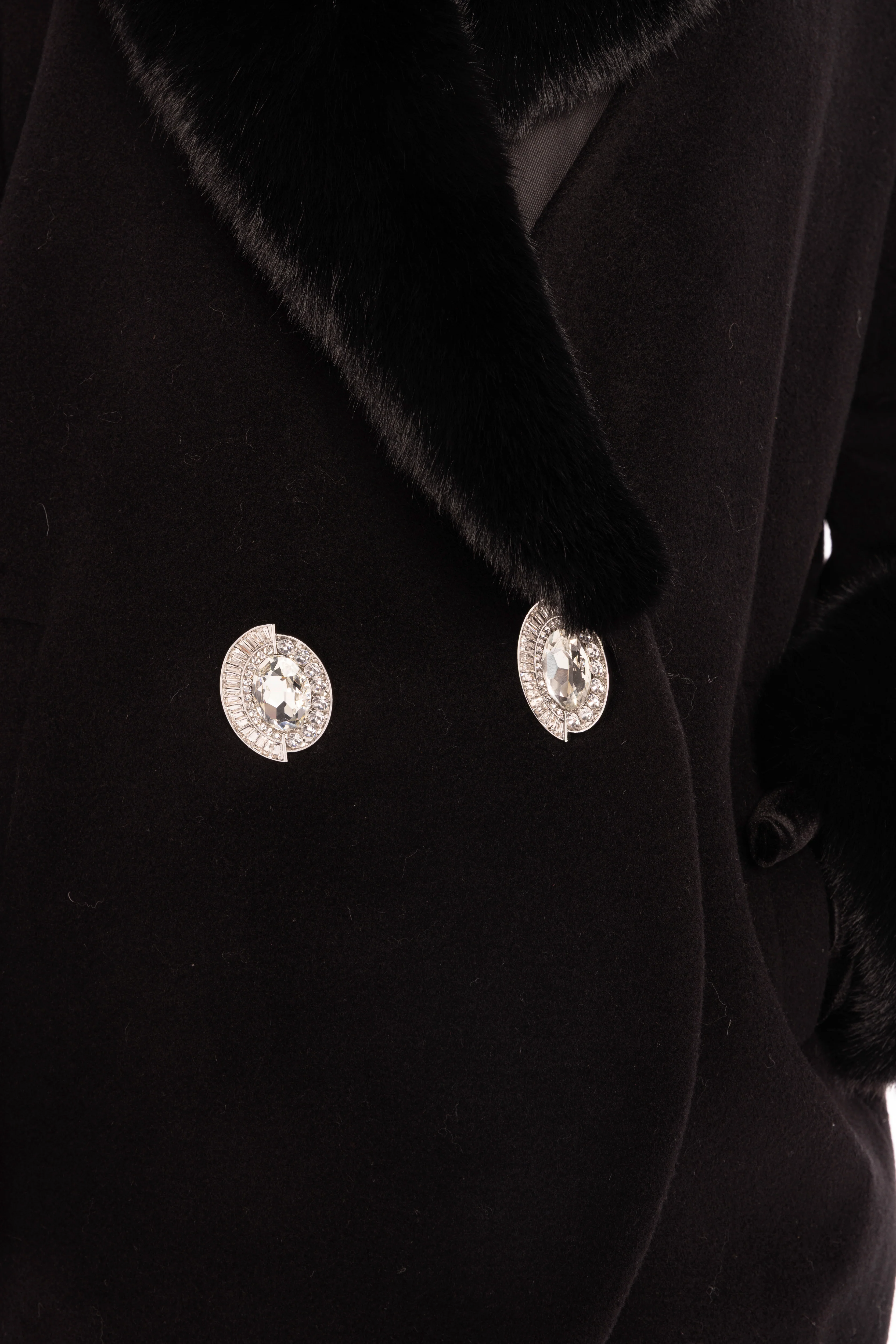 Althea Faux Fur Collar Cocoon Coat (Black) - Image 6
