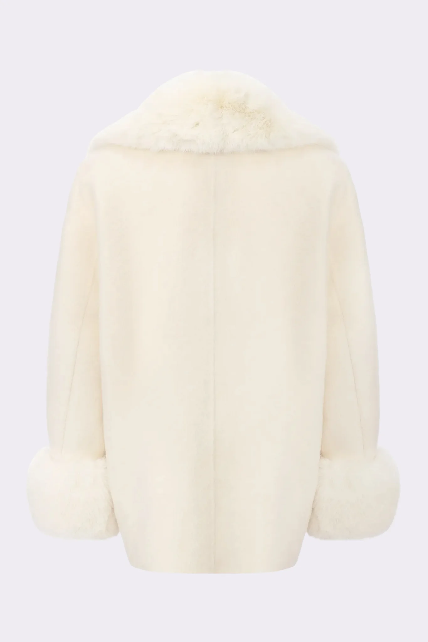 Althea Faux Fur Collar Cocoon Coat (White) - Image 10