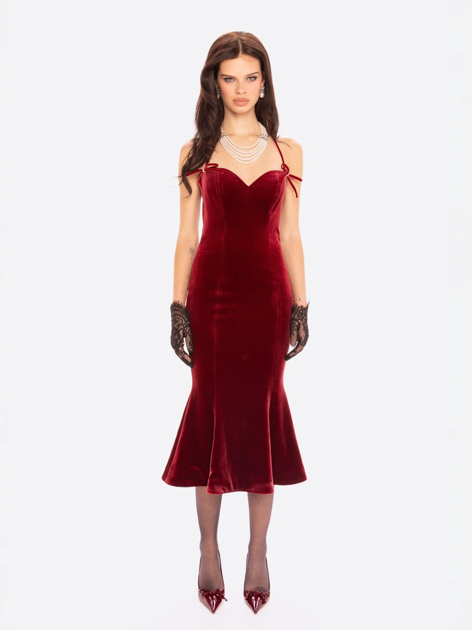 Althea Velvet Maxi Dress (Red)