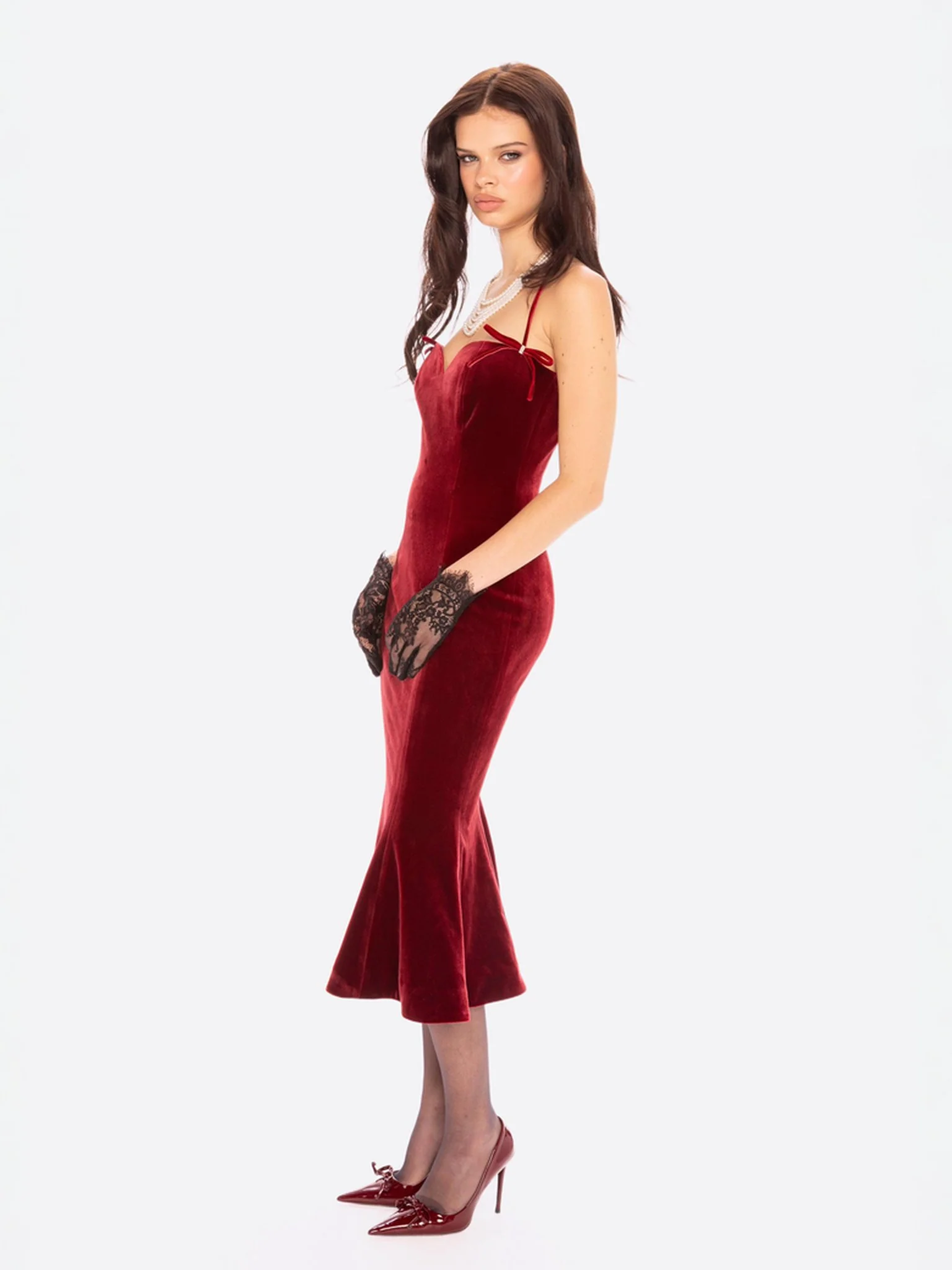Althea Velvet Maxi Dress (Red) - Image 5