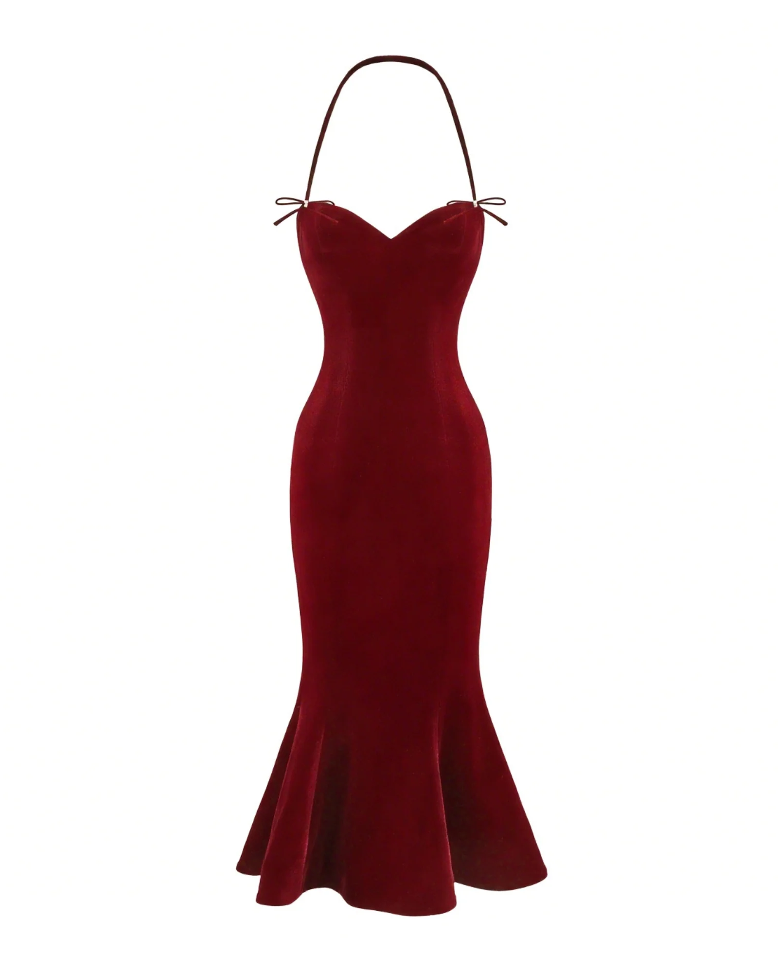 Althea Velvet Maxi Dress (Red) - Image 9