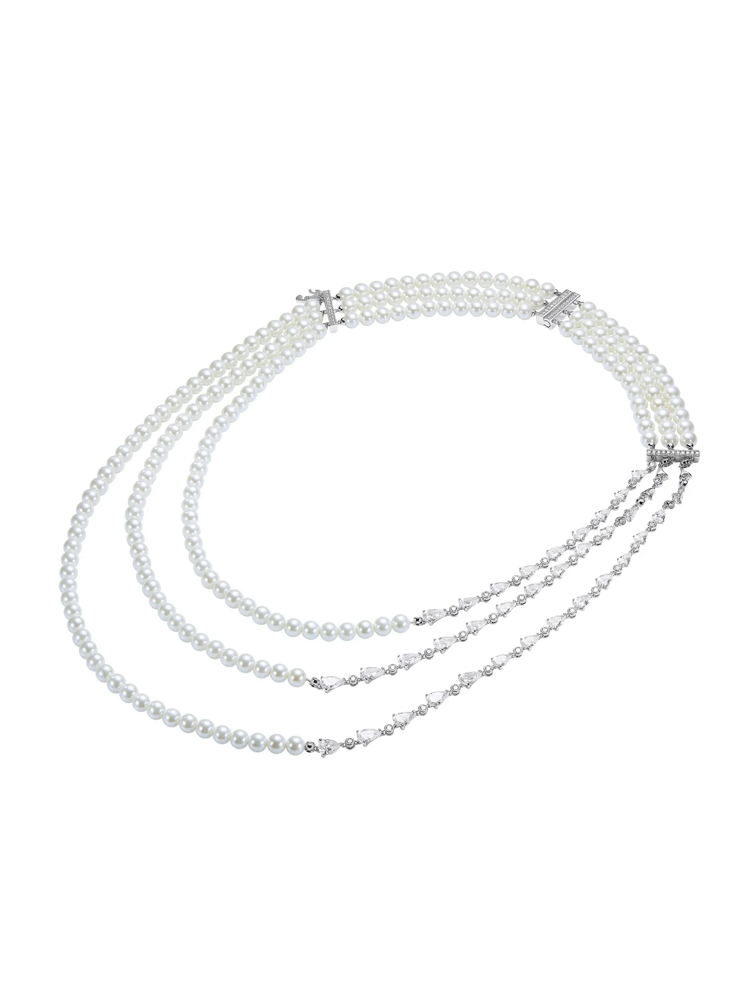 Amara Layered Pearl and Crystal Necklace - Image 2
