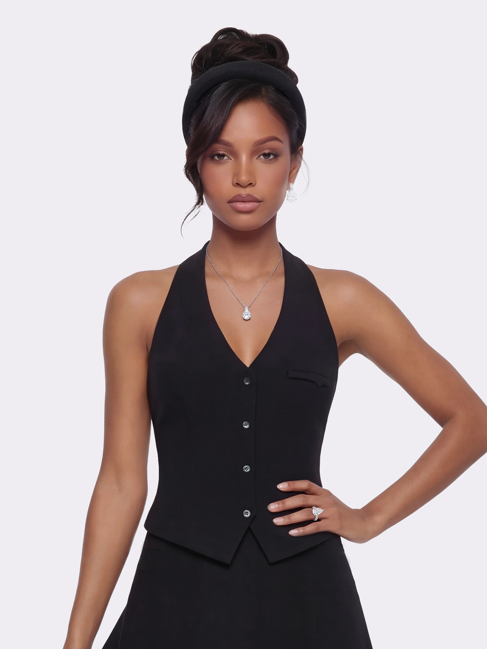 Amara Tailored Halter Black Vest