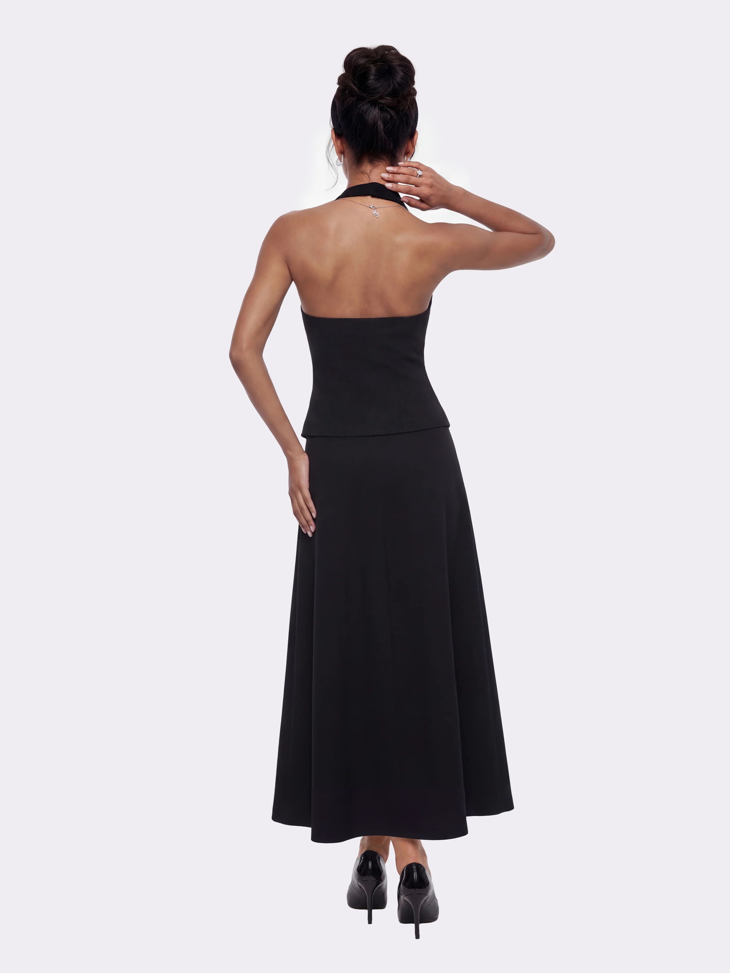 Amara Tailored Halter Black Vest - Image 3