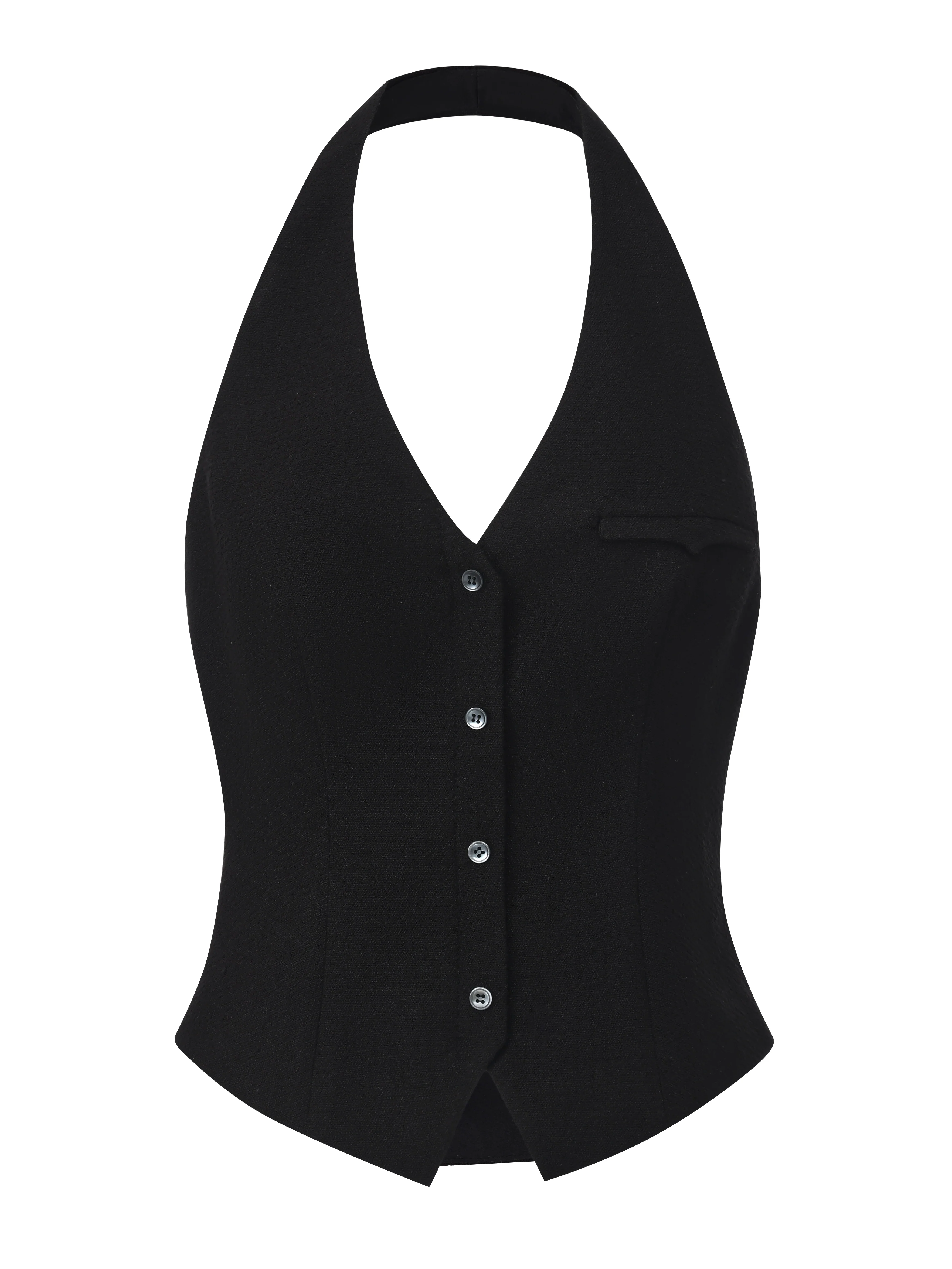 Amara Tailored Halter Black Vest - Image 6