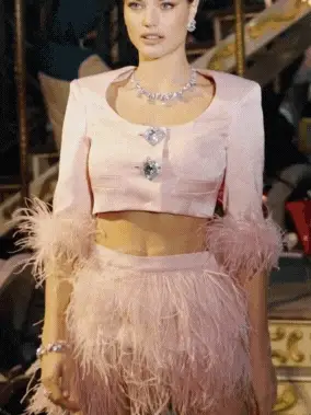 Ambre Satin Feather Top (Pink) (Final Sale) - Image 3