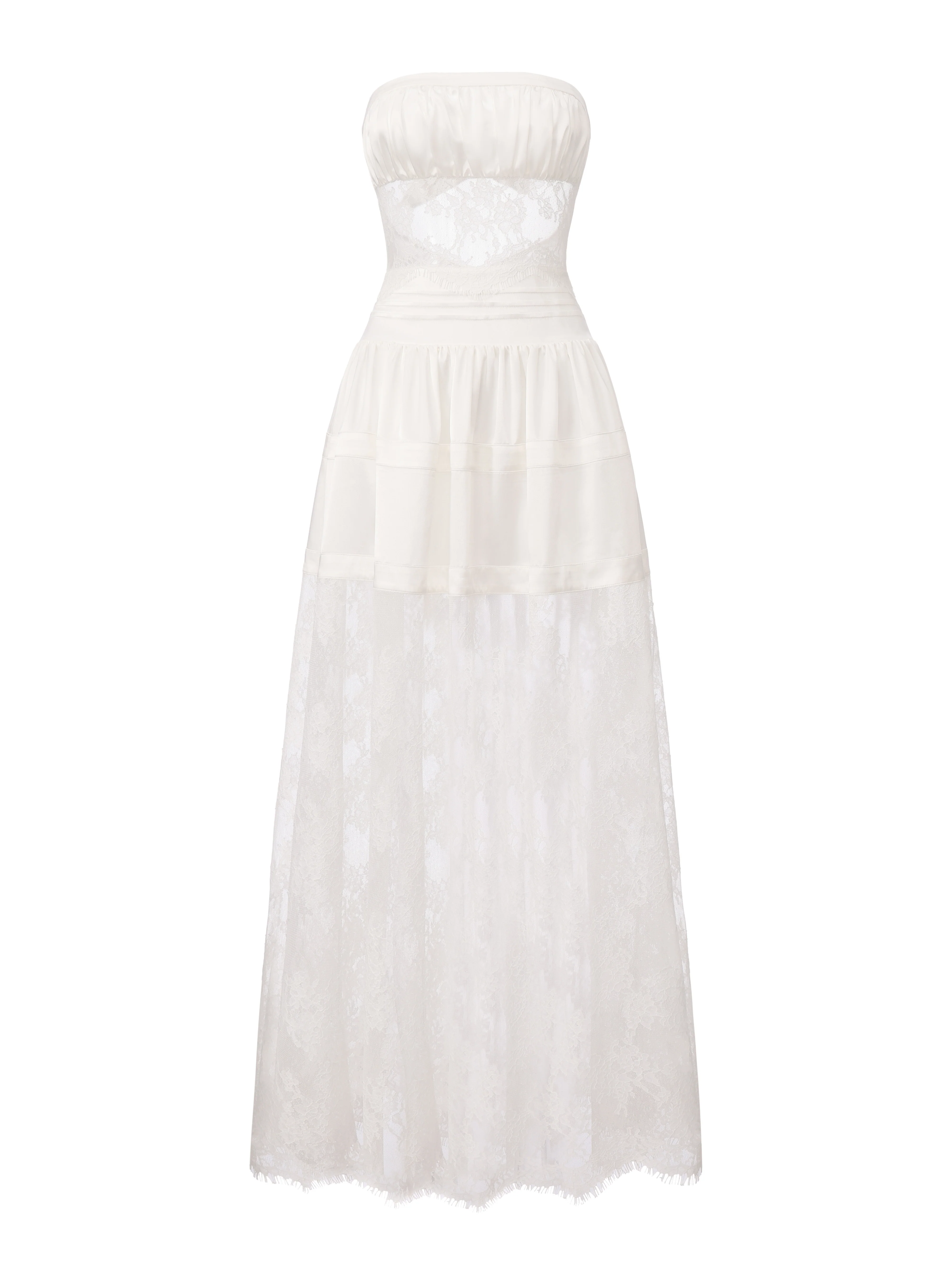 Amelie Lace Strapless White Dress - Image 11