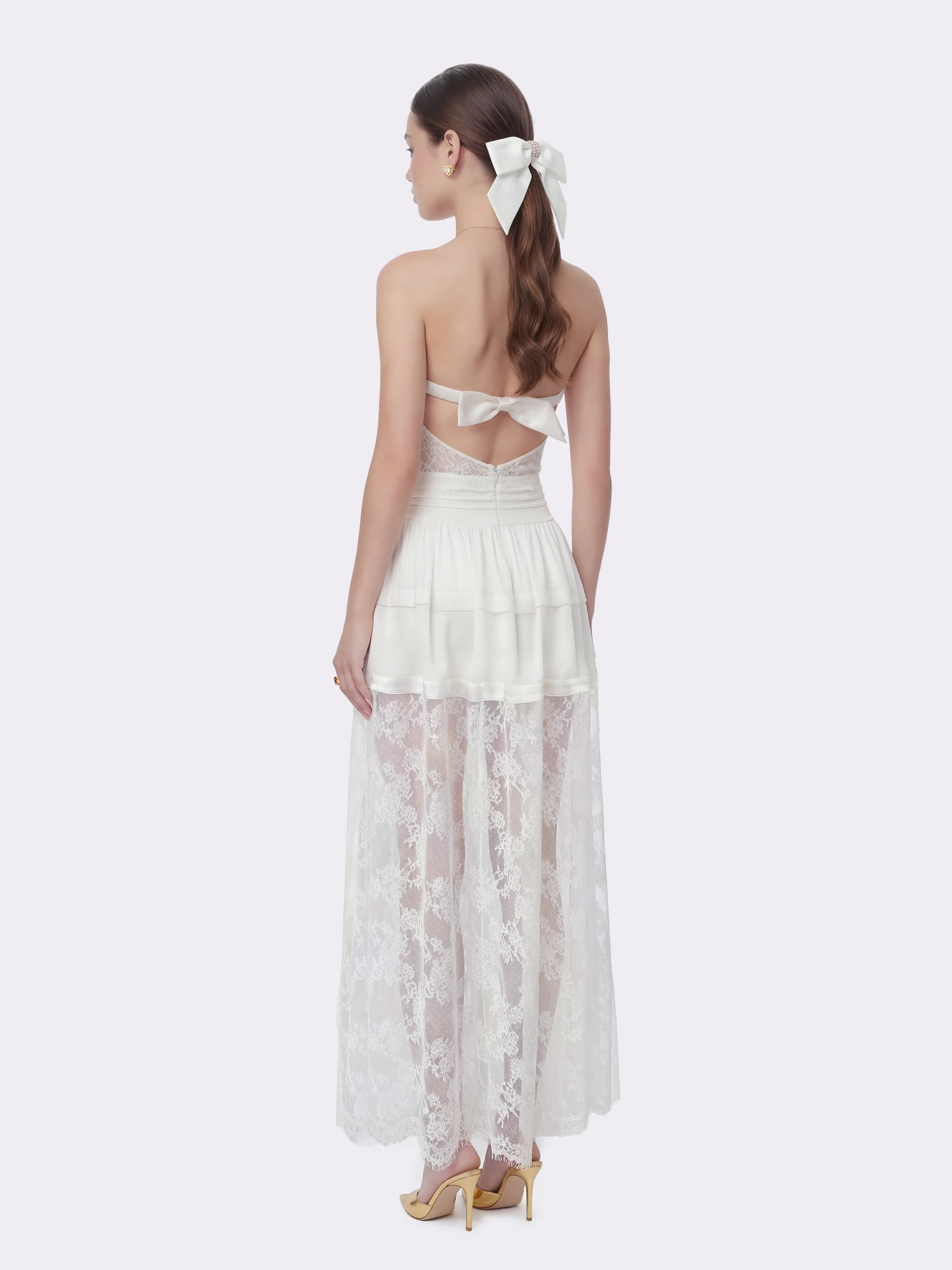 Amelie Lace Strapless White Dress - Image 5