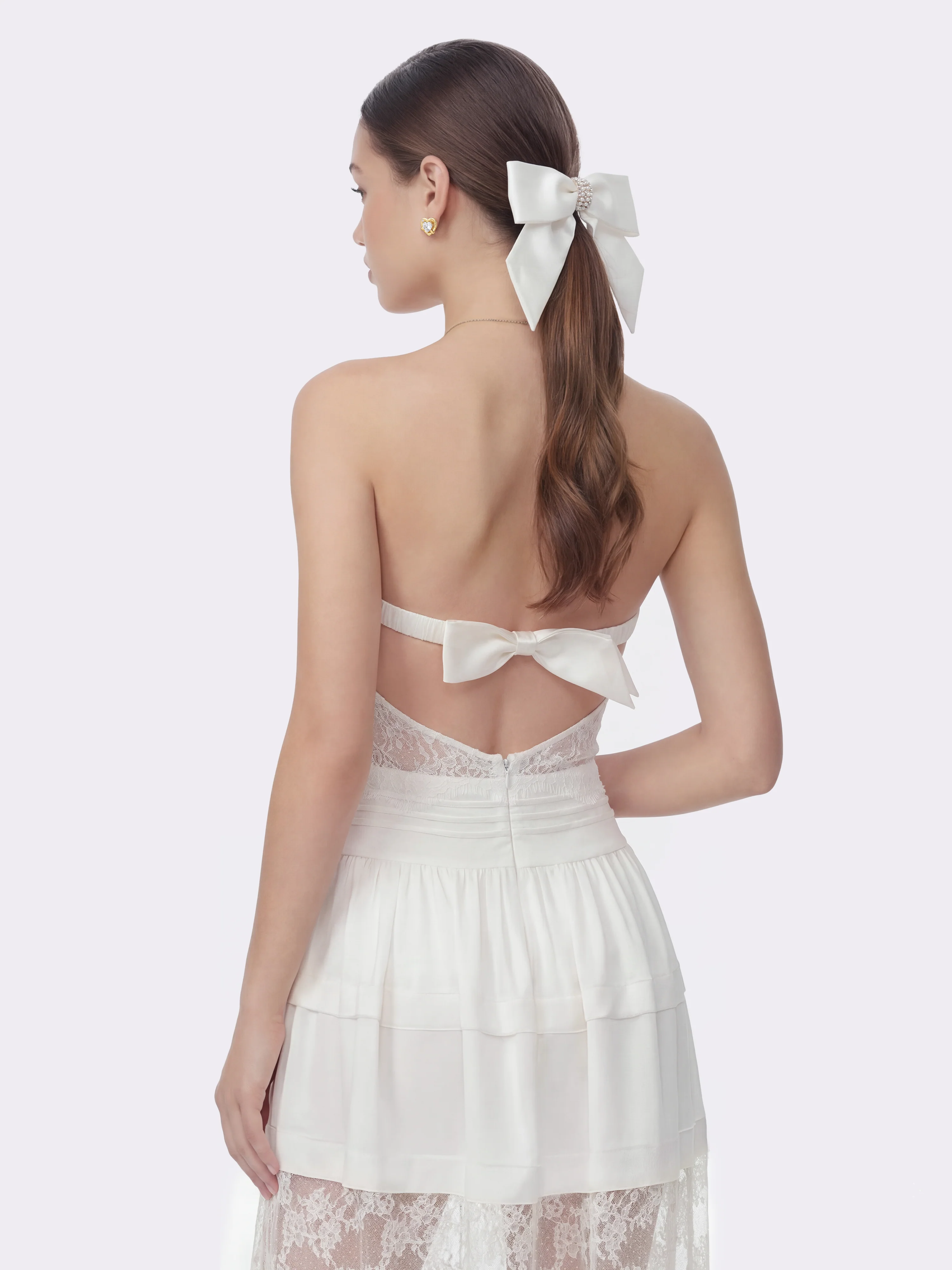 Amelie Lace Strapless White Dress - Image 6