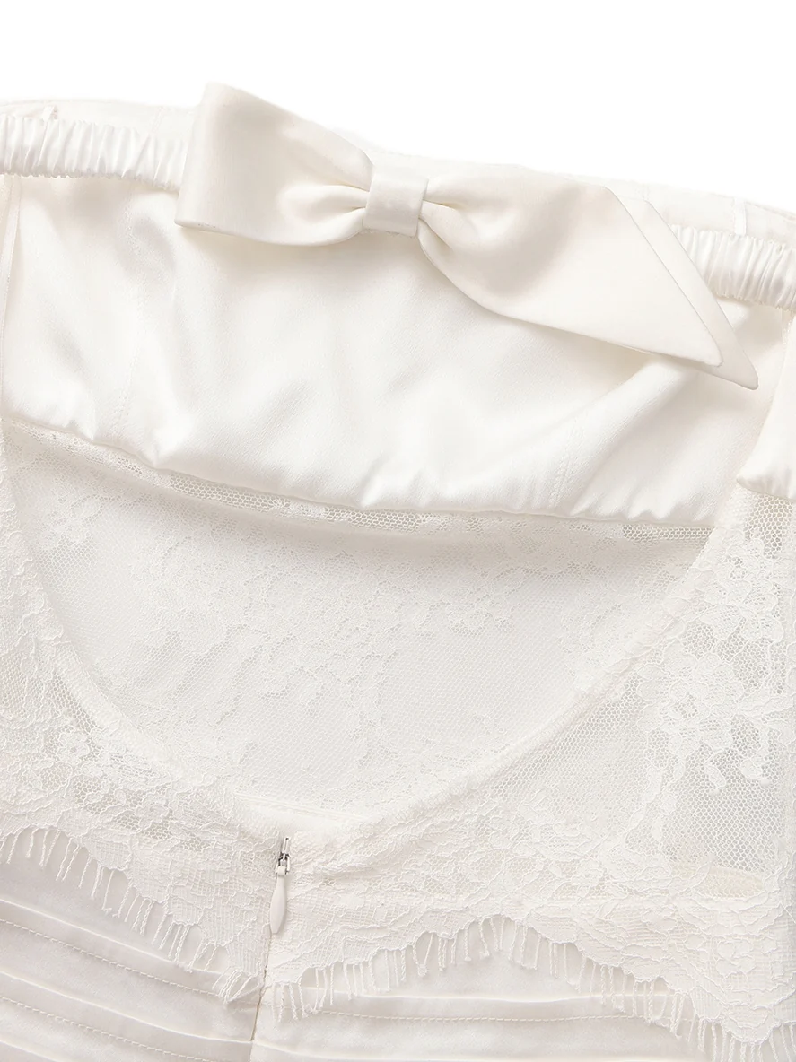 Amelie Lace Strapless White Dress - Image 9