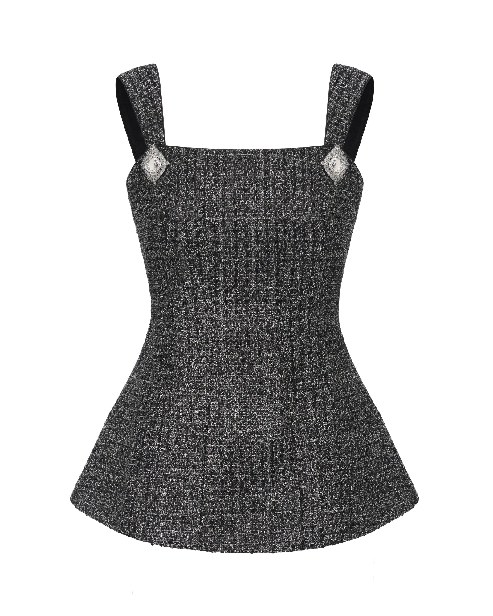 Annabella Textured Woven Black & Silver Bow Top - Image 4