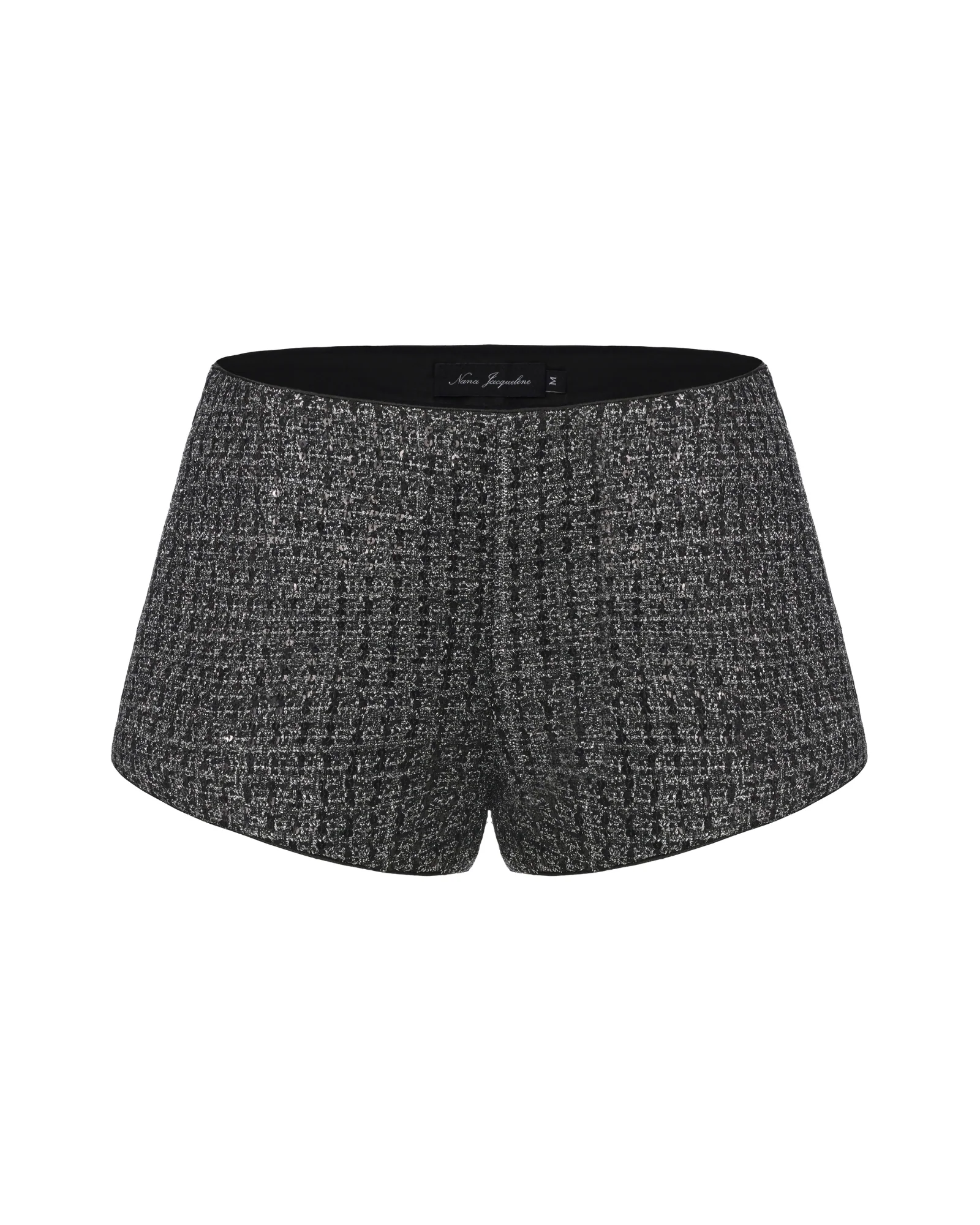Annabella Textured Black & Silver Woven Shorts - Image 8