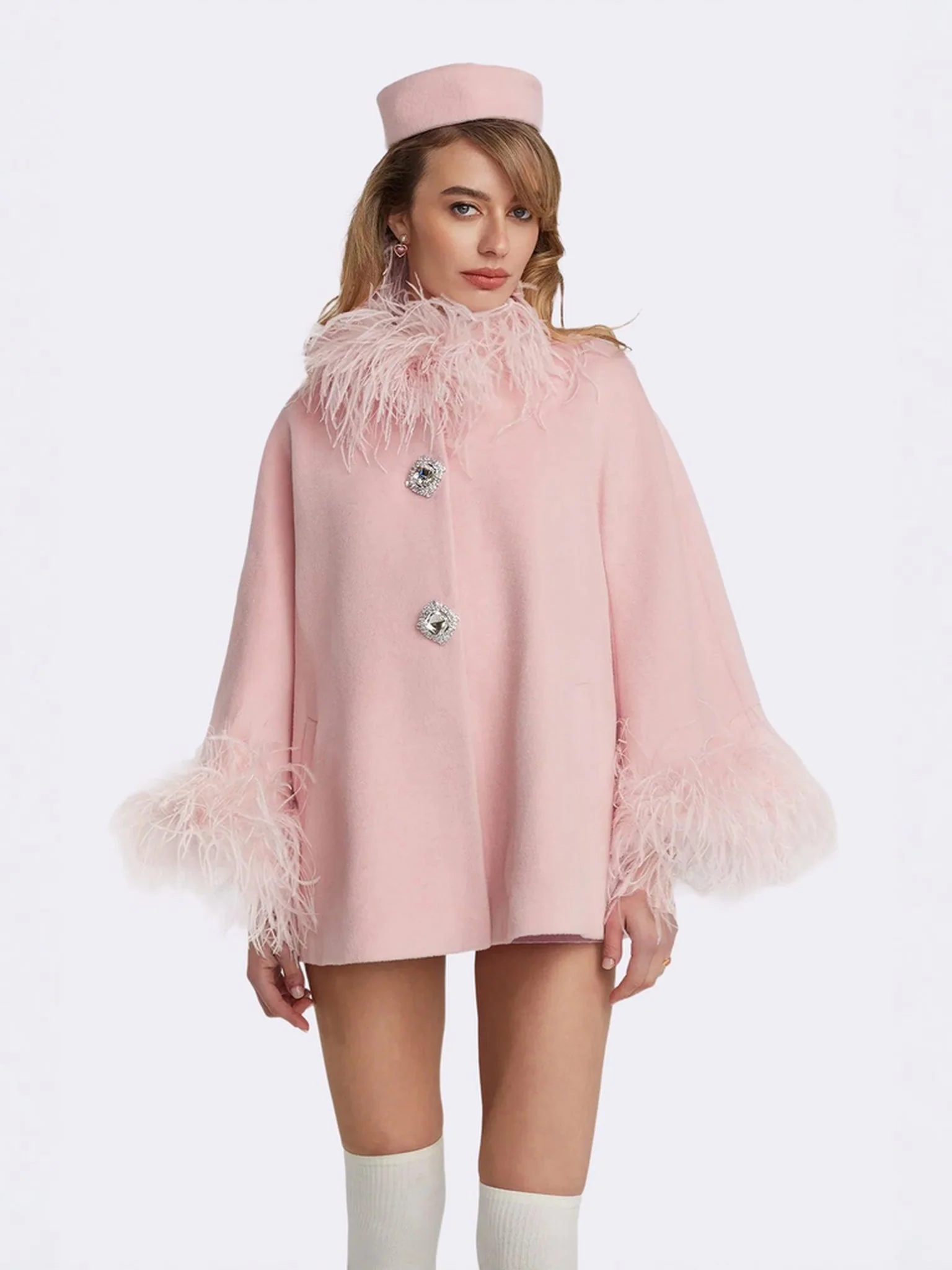 Angelica Feather Coat (Pink) - Image 5