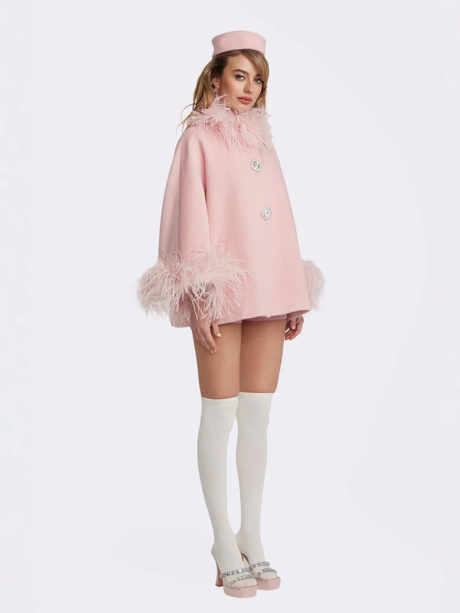 Angelica Feather Coat (Pink) - Image 6