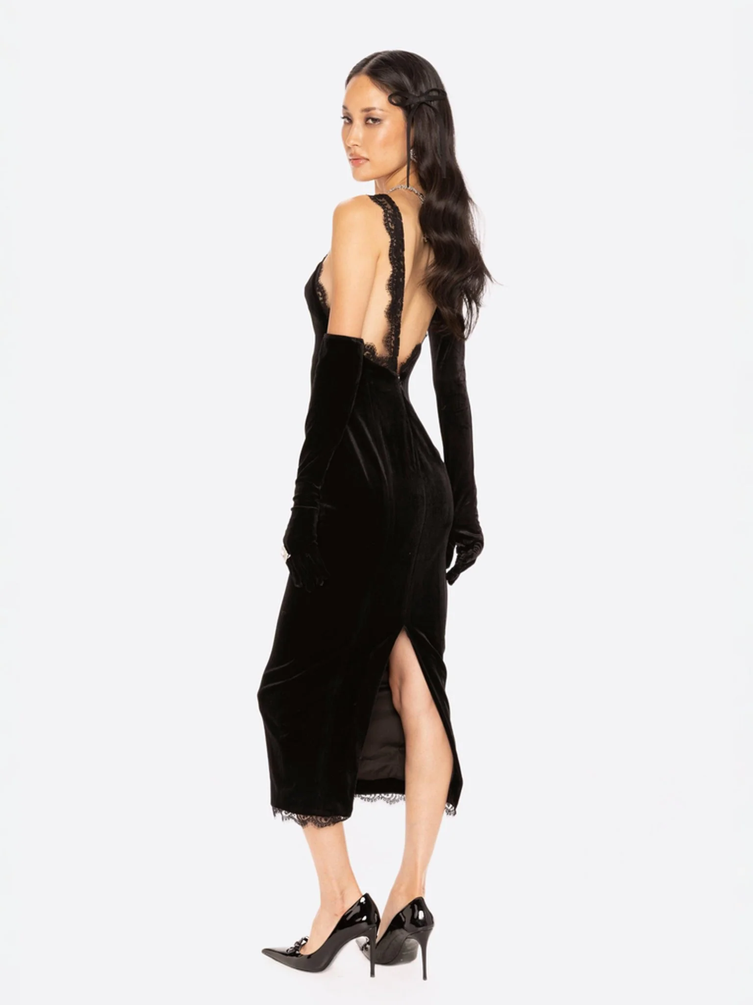 Angelica Velvet Maxi Dress (Black) - Image 3