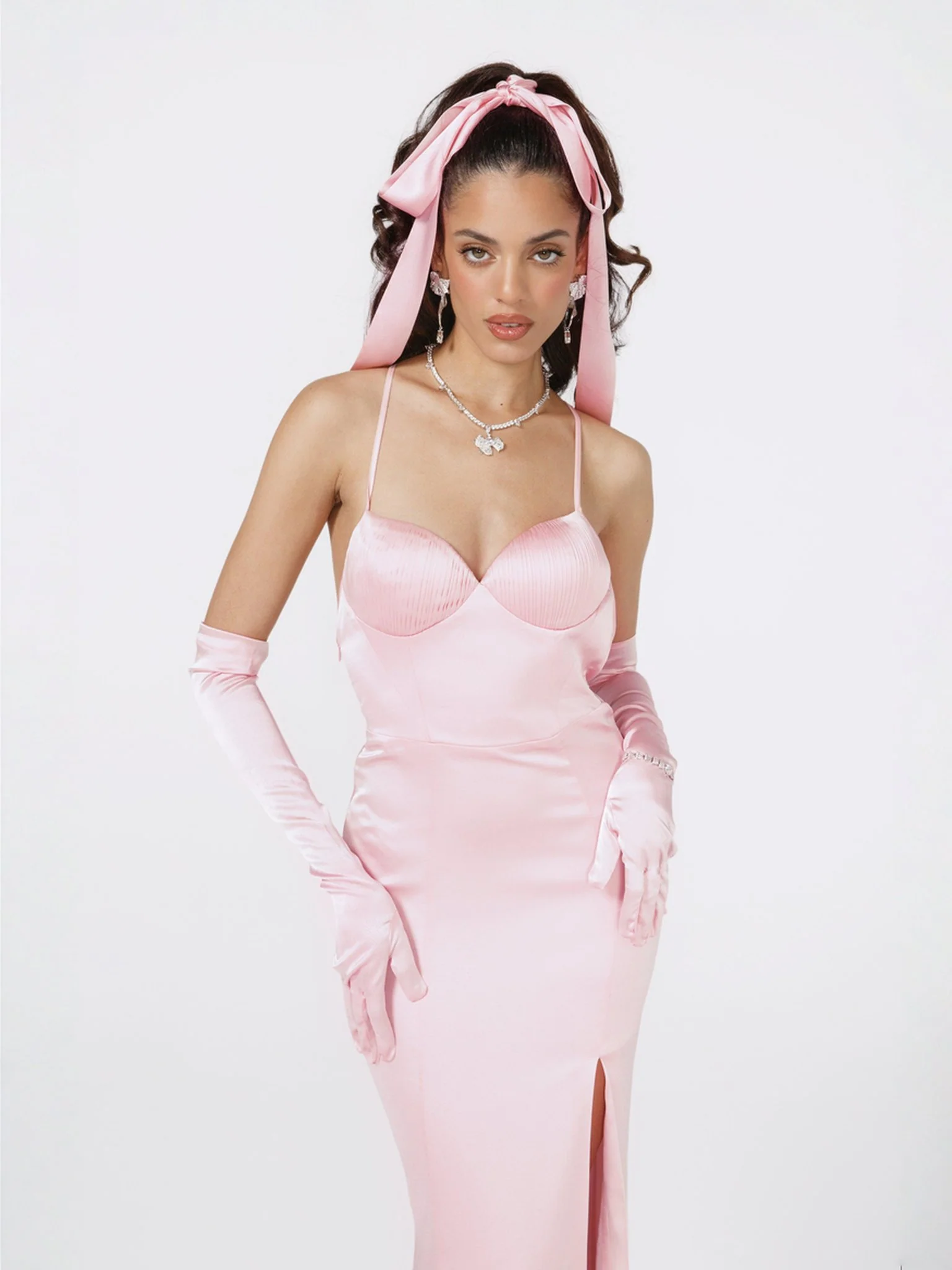 Angelique Bow Dress (Pink) (Final Sale) - Image 3