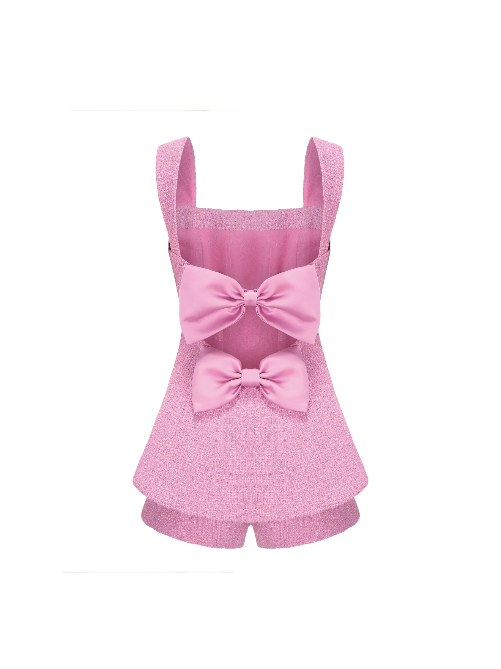 Annabella Textured Woven Pink Bow Top - Image 9