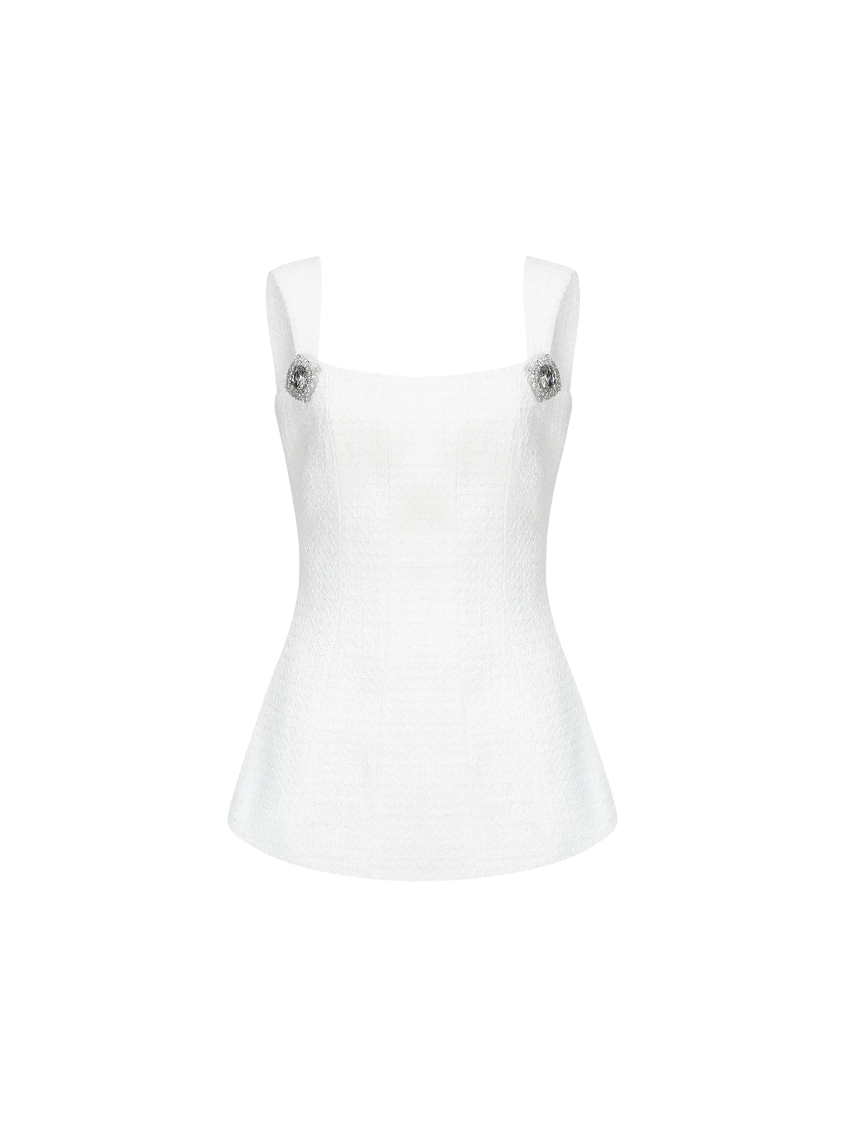 Annabella Textured Woven White Bow Top - Image 6