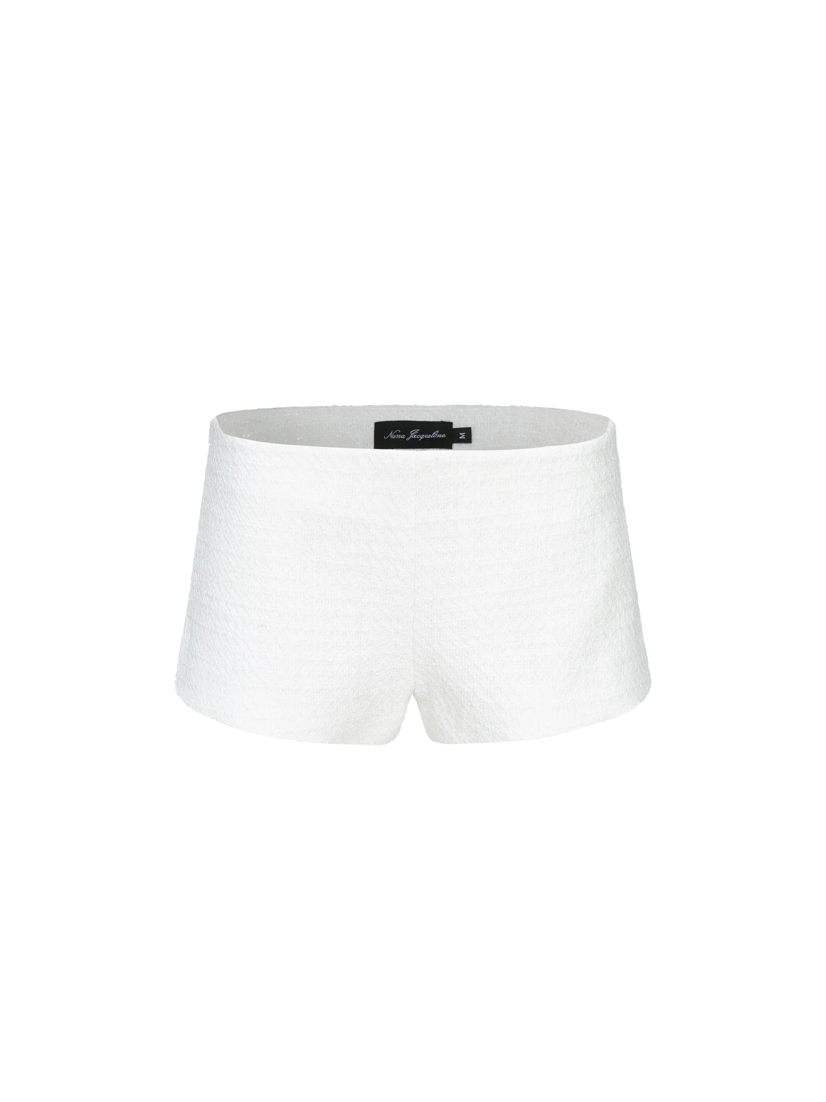 Annabella Textured White Woven Shorts - Image 9