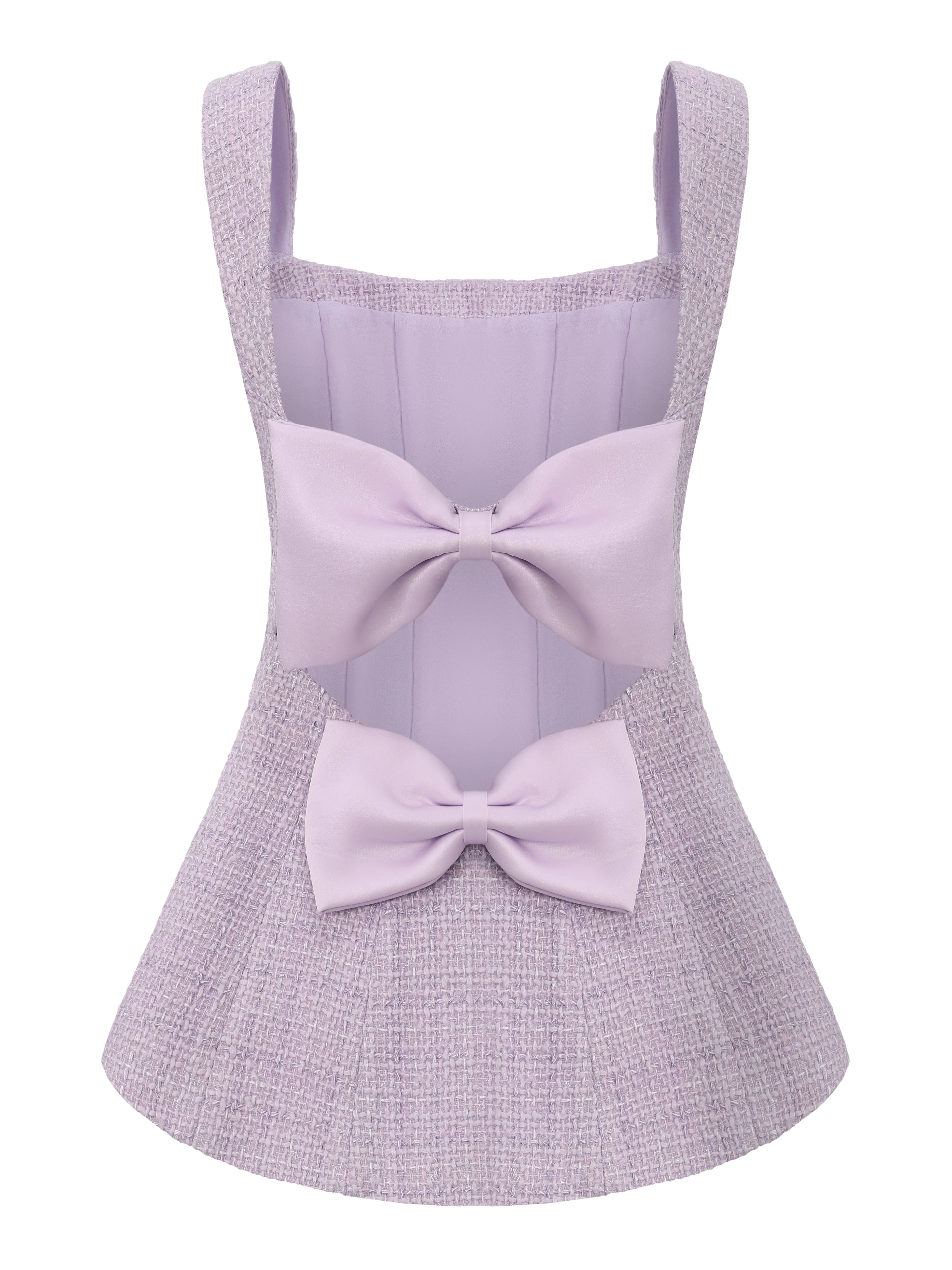 Annabella Textured Woven Purple Bow Top - Image 11