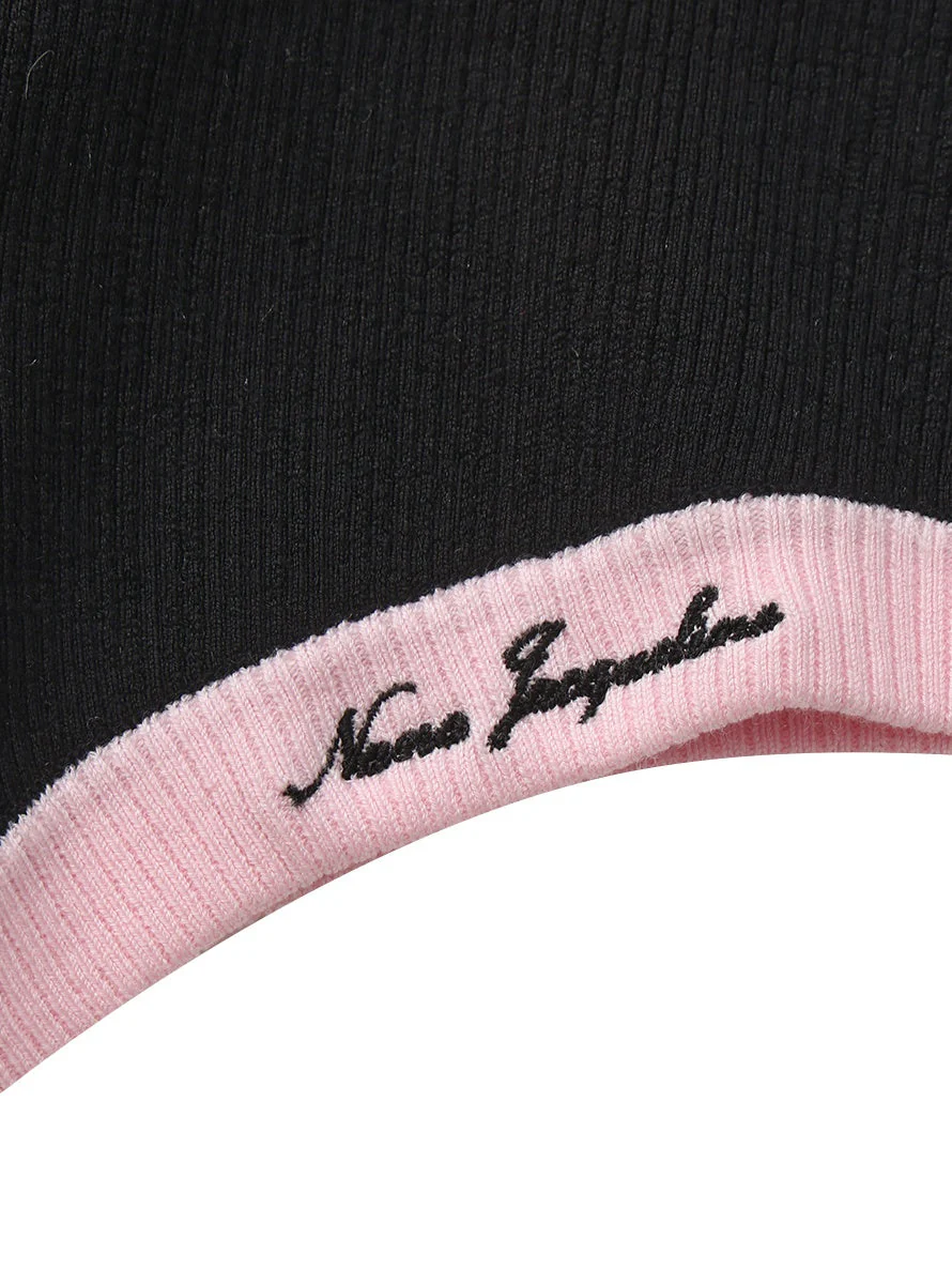 Ava Contrast Halter Knit Black Romper - Image 6