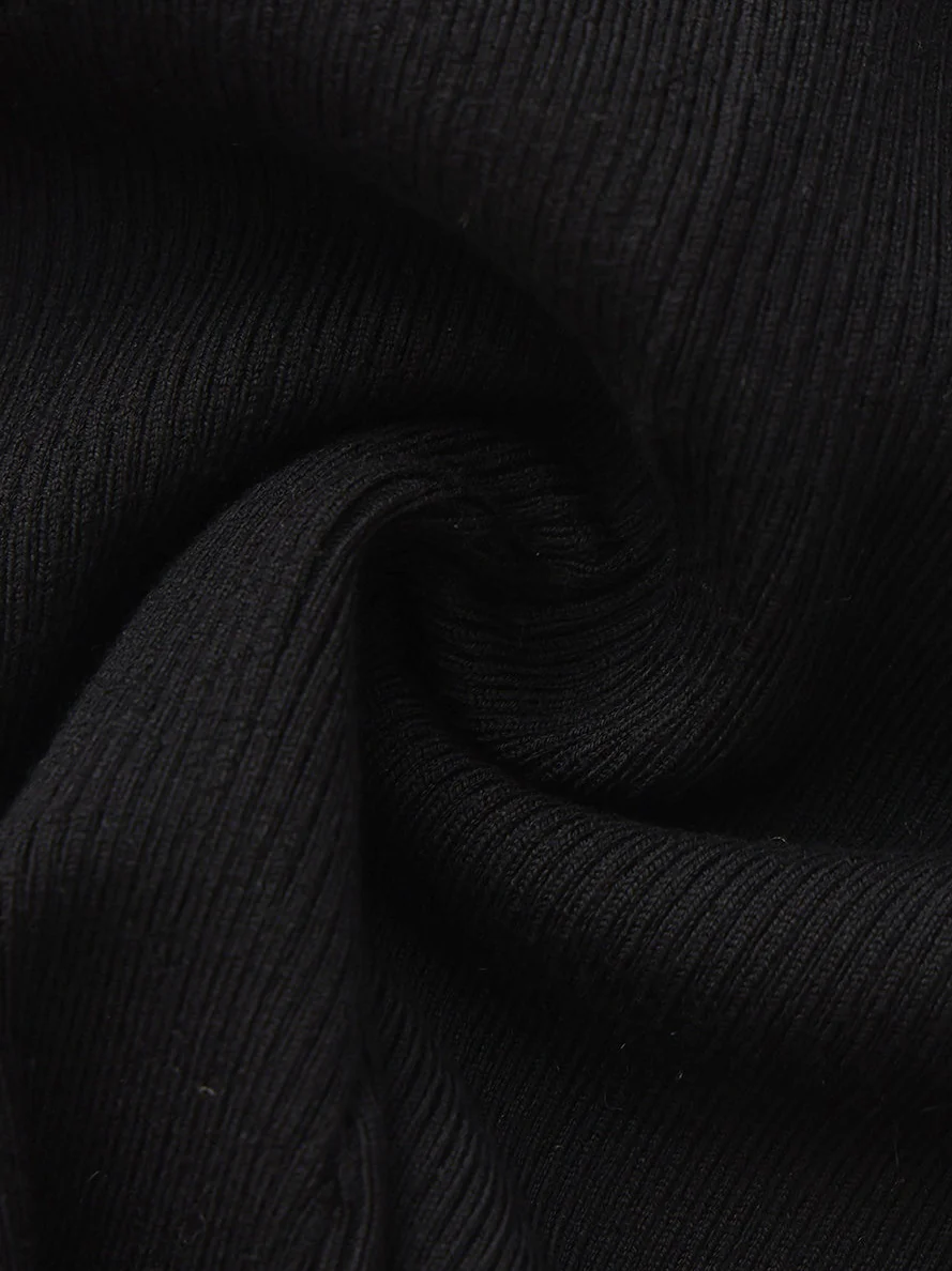 Ava Contrast Halter Knit Black Romper - Image 7