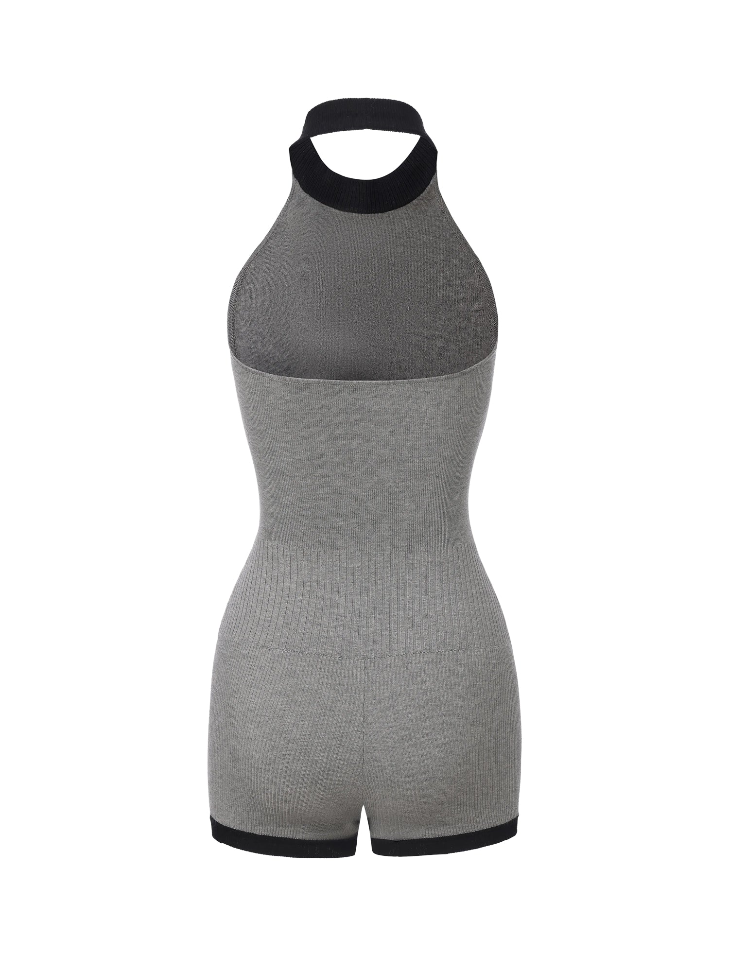 Ava Contrast Halter Knit Grey Romper - Image 12