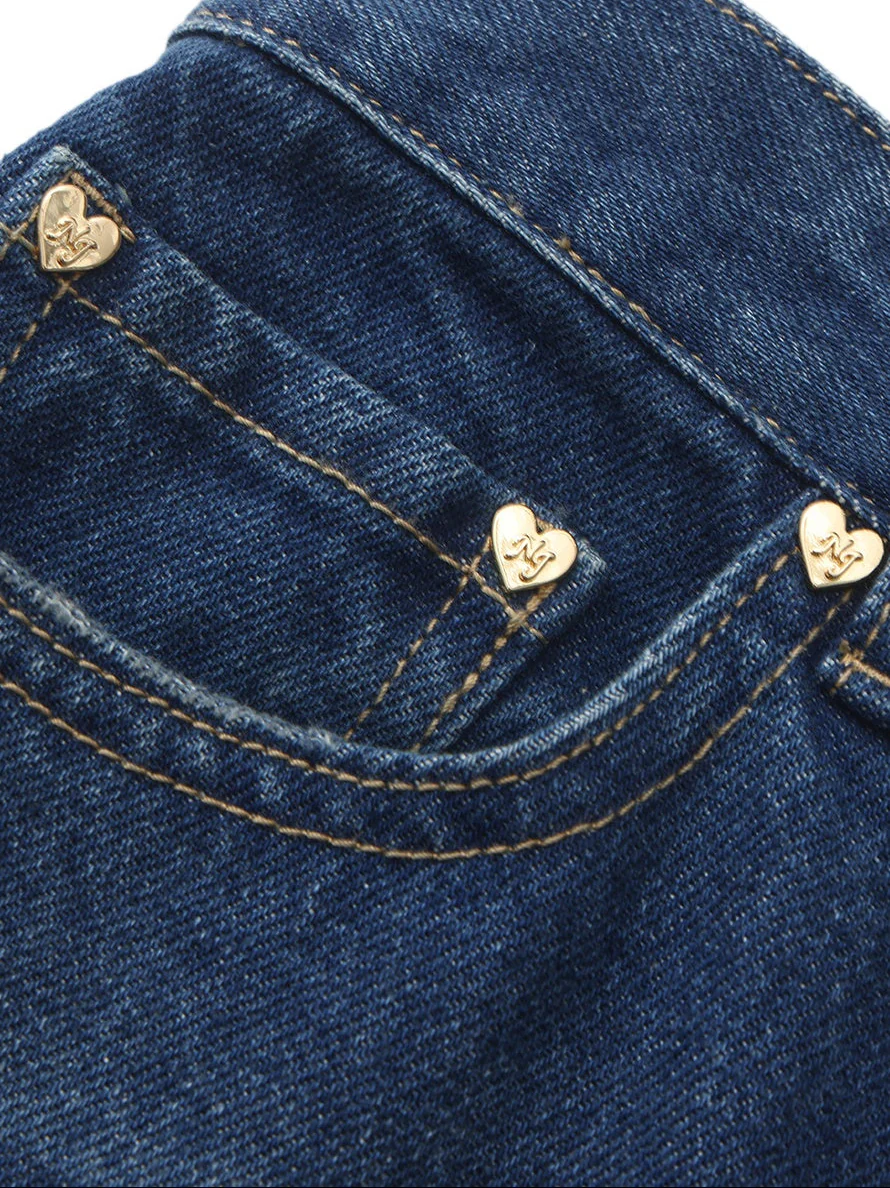 Ava High-Waist Blue Straight Leg Jeans - Image 5