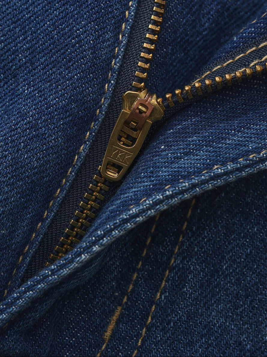 Ava High-Waist Blue Straight Leg Jeans - Image 6