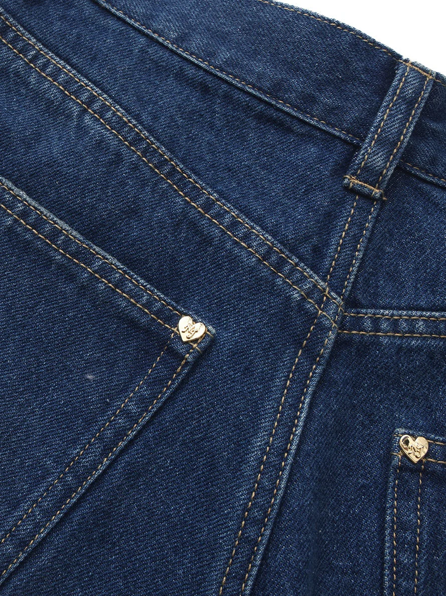 Ava High-Waist Blue Straight Leg Jeans - Image 7