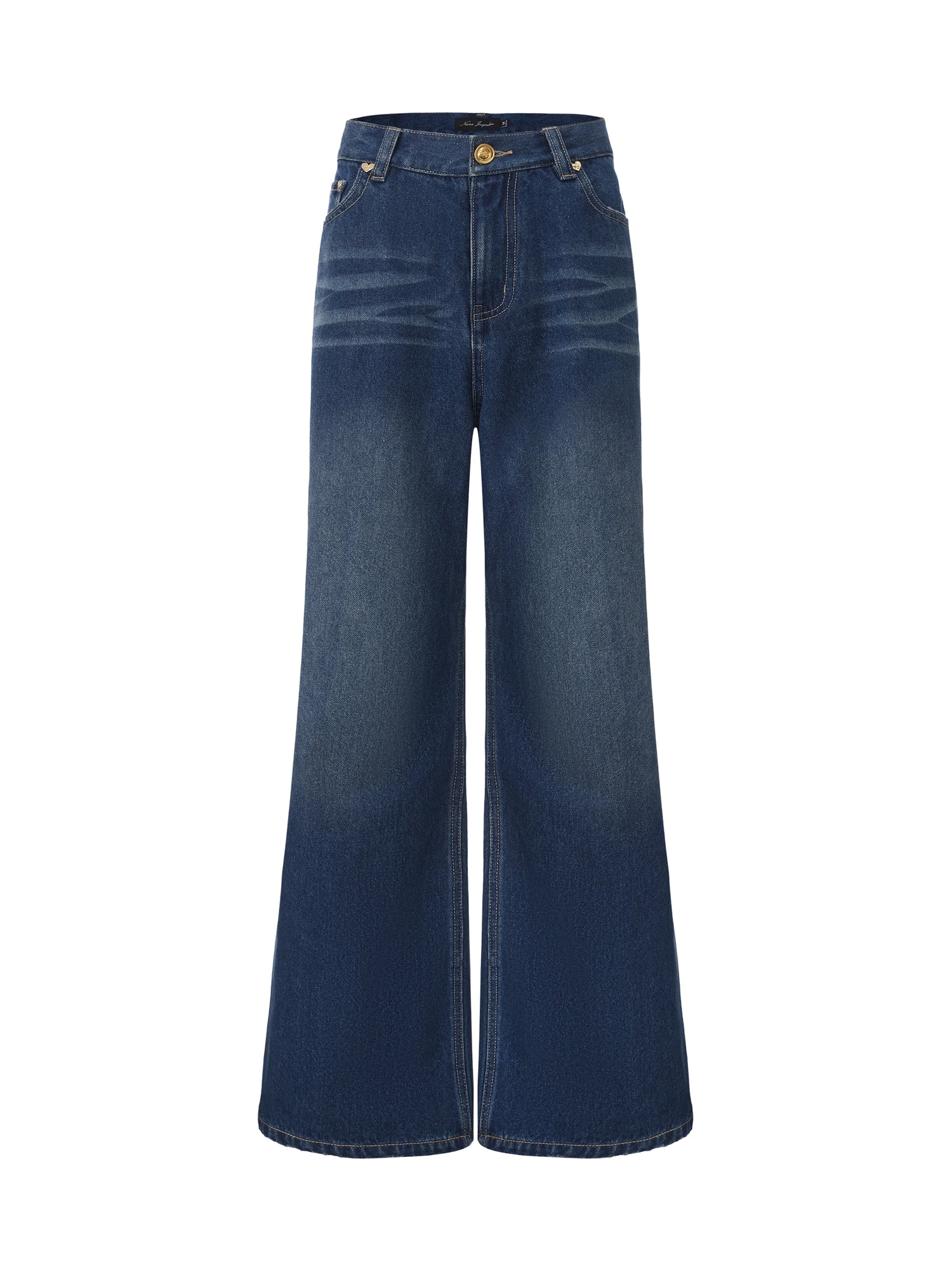 Ava High-Waist Blue Straight Leg Jeans - Image 9
