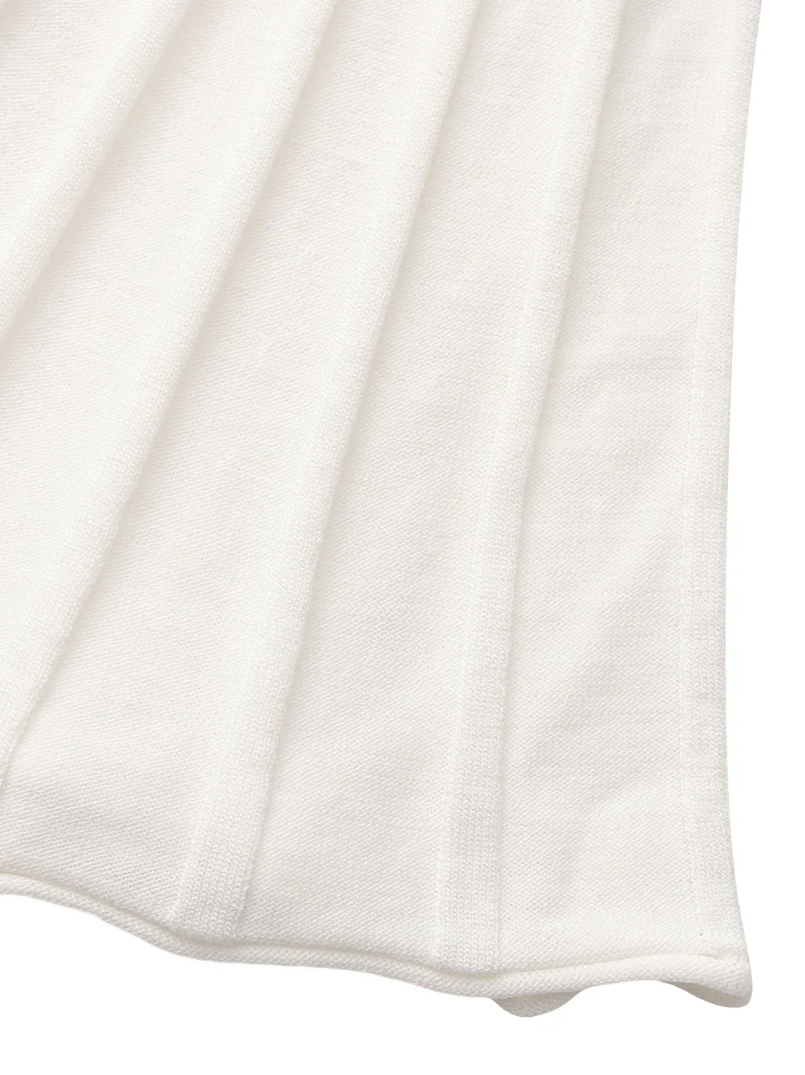 Ava Reverse Halter White Knit Flared Dress - Image 9
