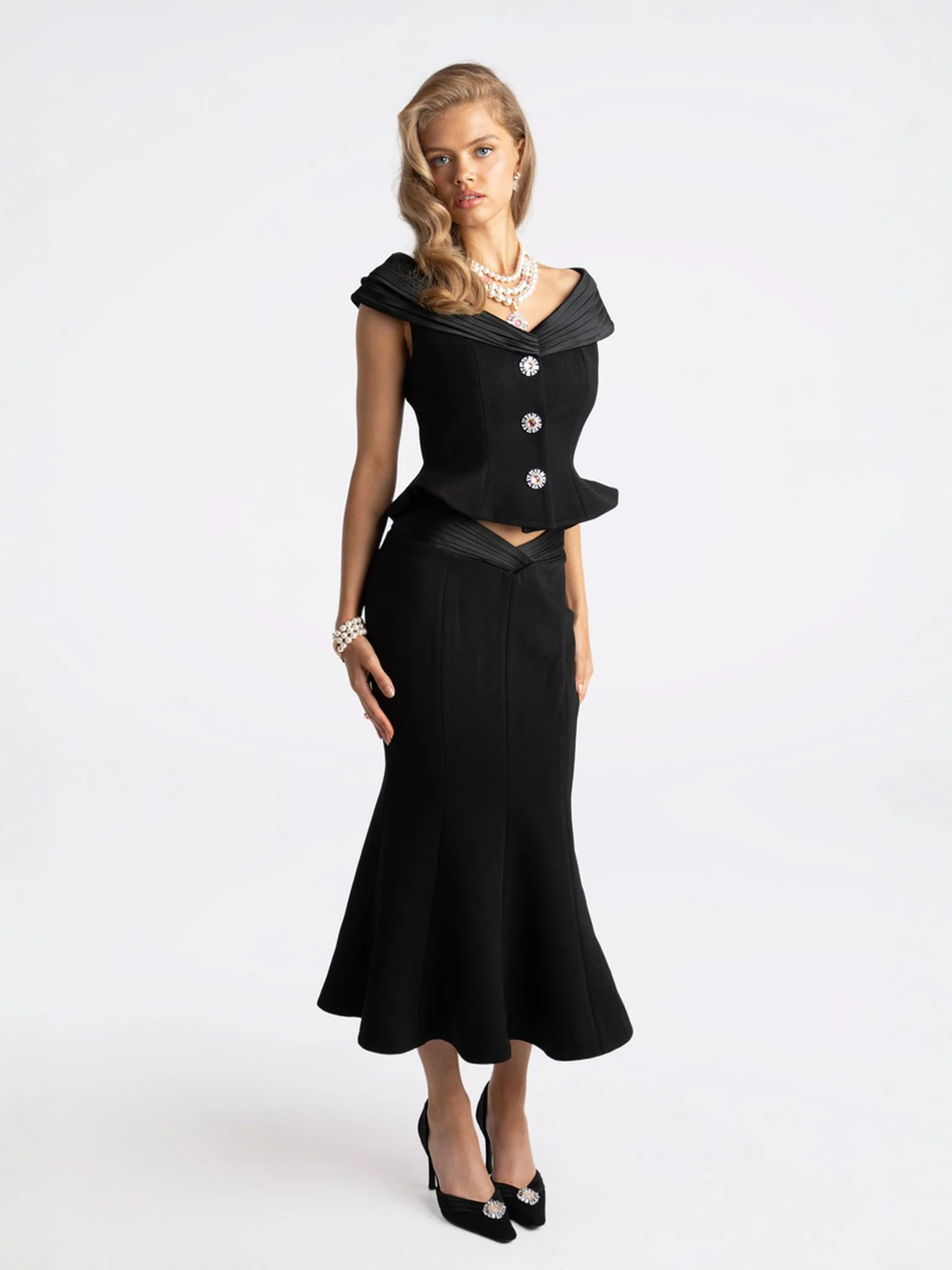 Belle Satin Skirt (Black) (Final Sale) - Image 3
