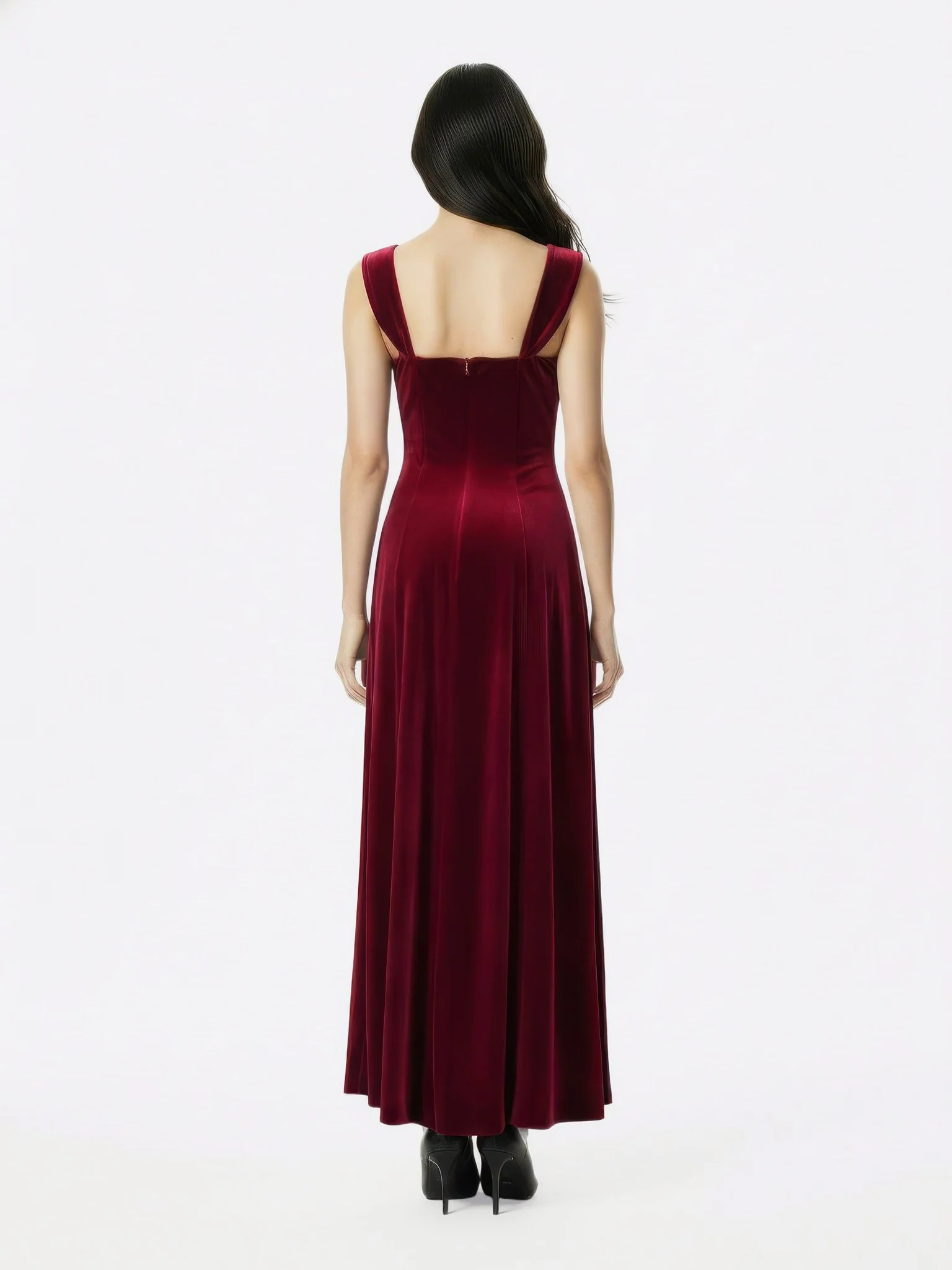 Belle Velvet Maxi Dress (Red) - Image 6