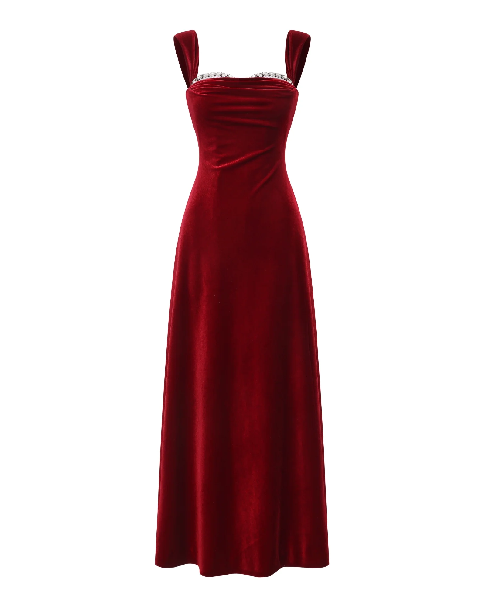 Belle Velvet Maxi Dress (Red) - Image 7